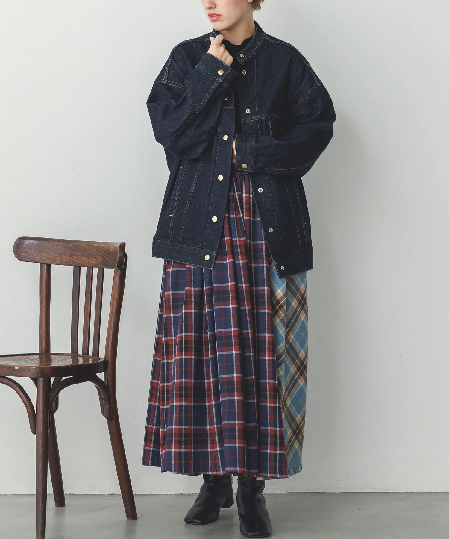 ネルチェックギャザースカート