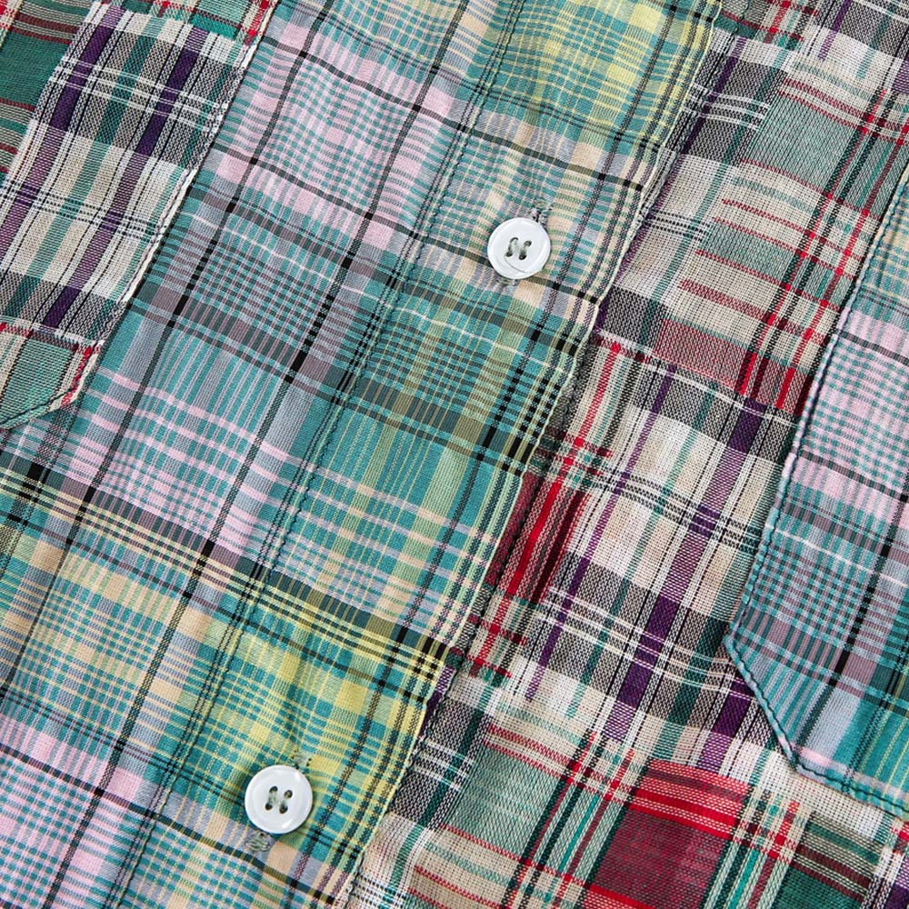 アメカジパッチワーク風シャツ半袖