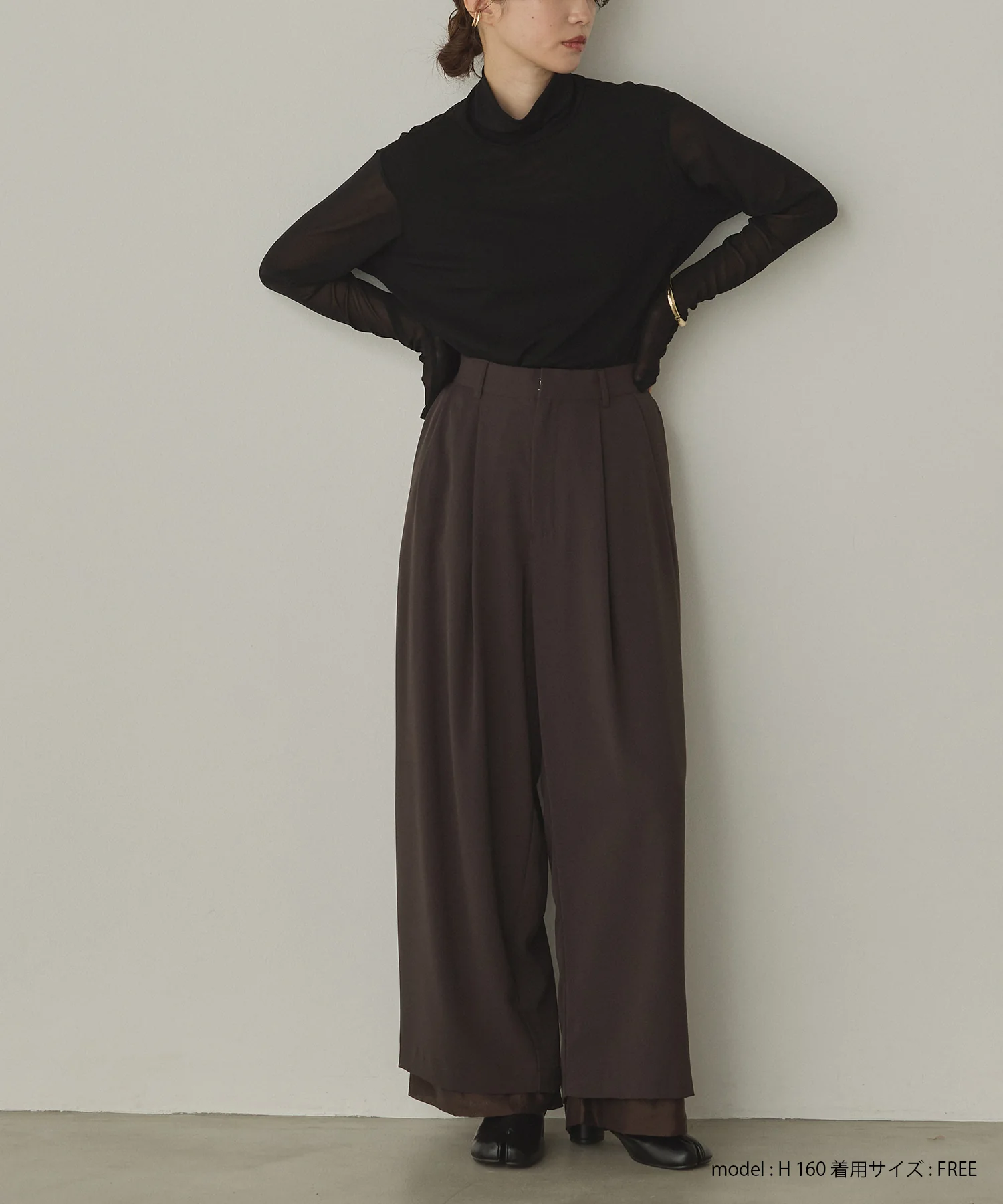 ポリツイル シアーワイドストレートパンツ