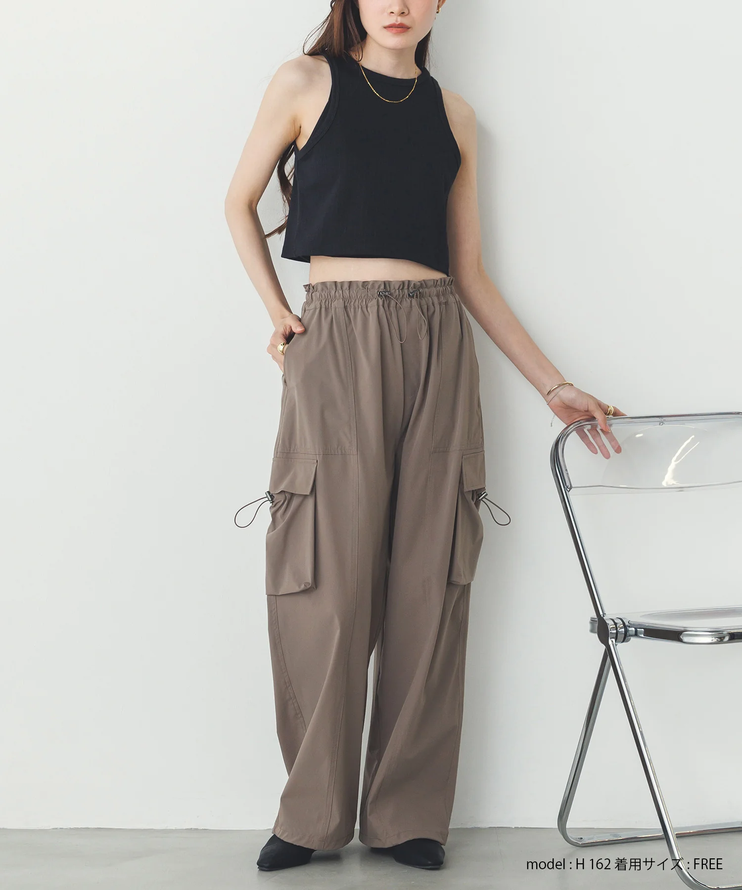 2枚重ね リブタンクトップ