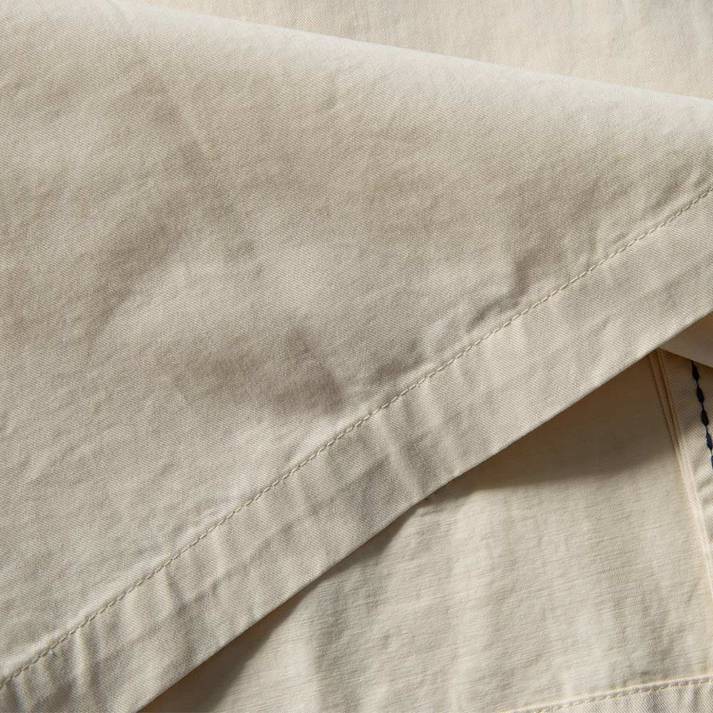 和風刺し子　ノーカラーラグランスリーブシャツ