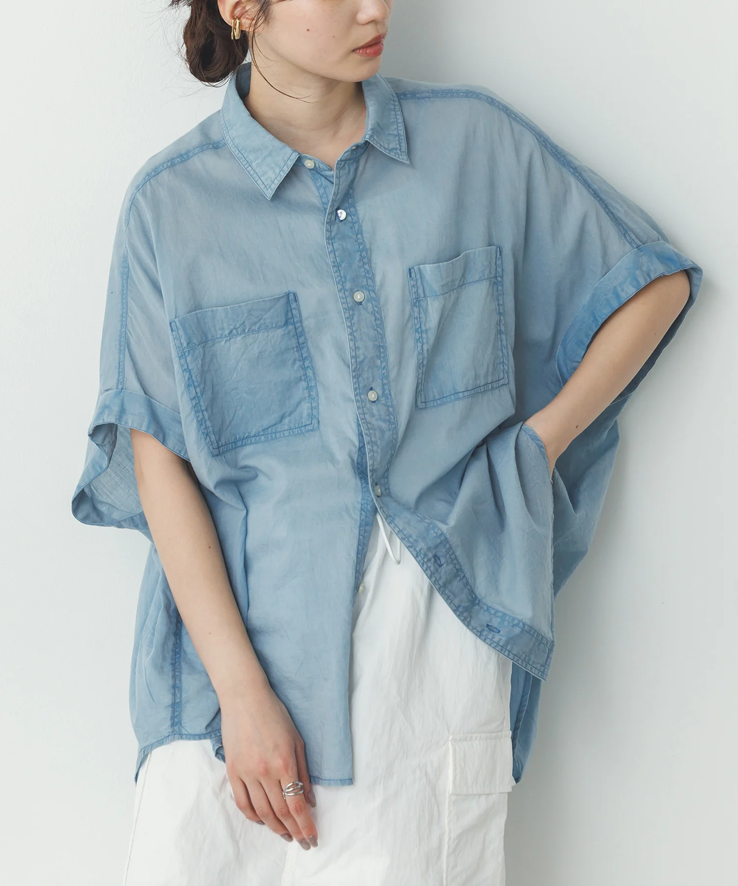 コットンボイル 半袖シャツ