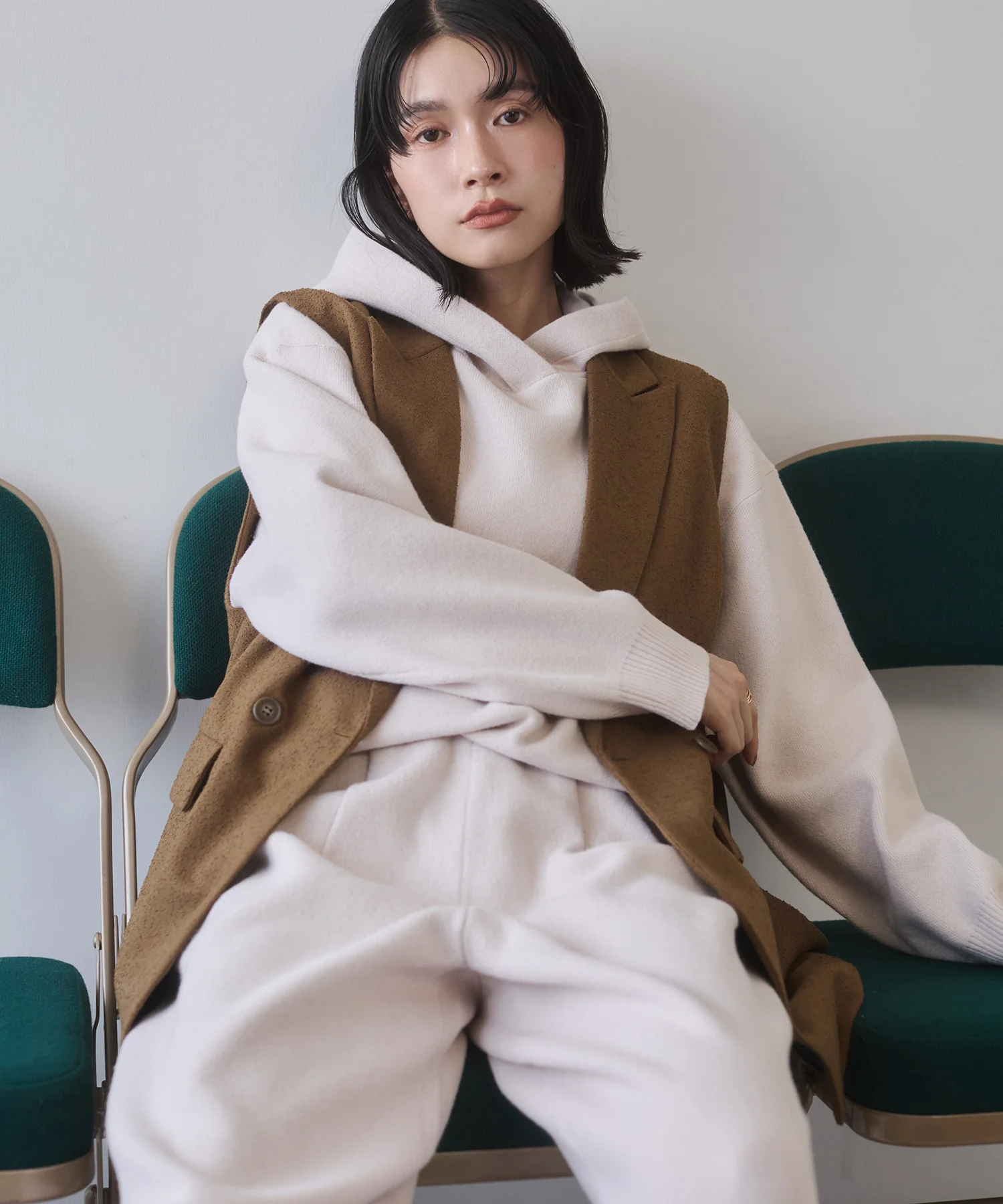 ニット フードパーカー