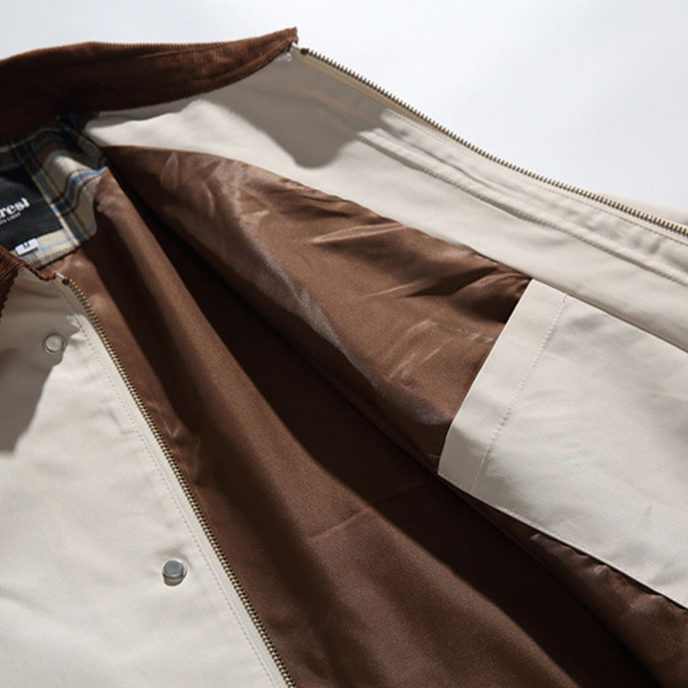 コーデュロイ切り替えブリティッシュハンティングジャケット　ミディアムロング