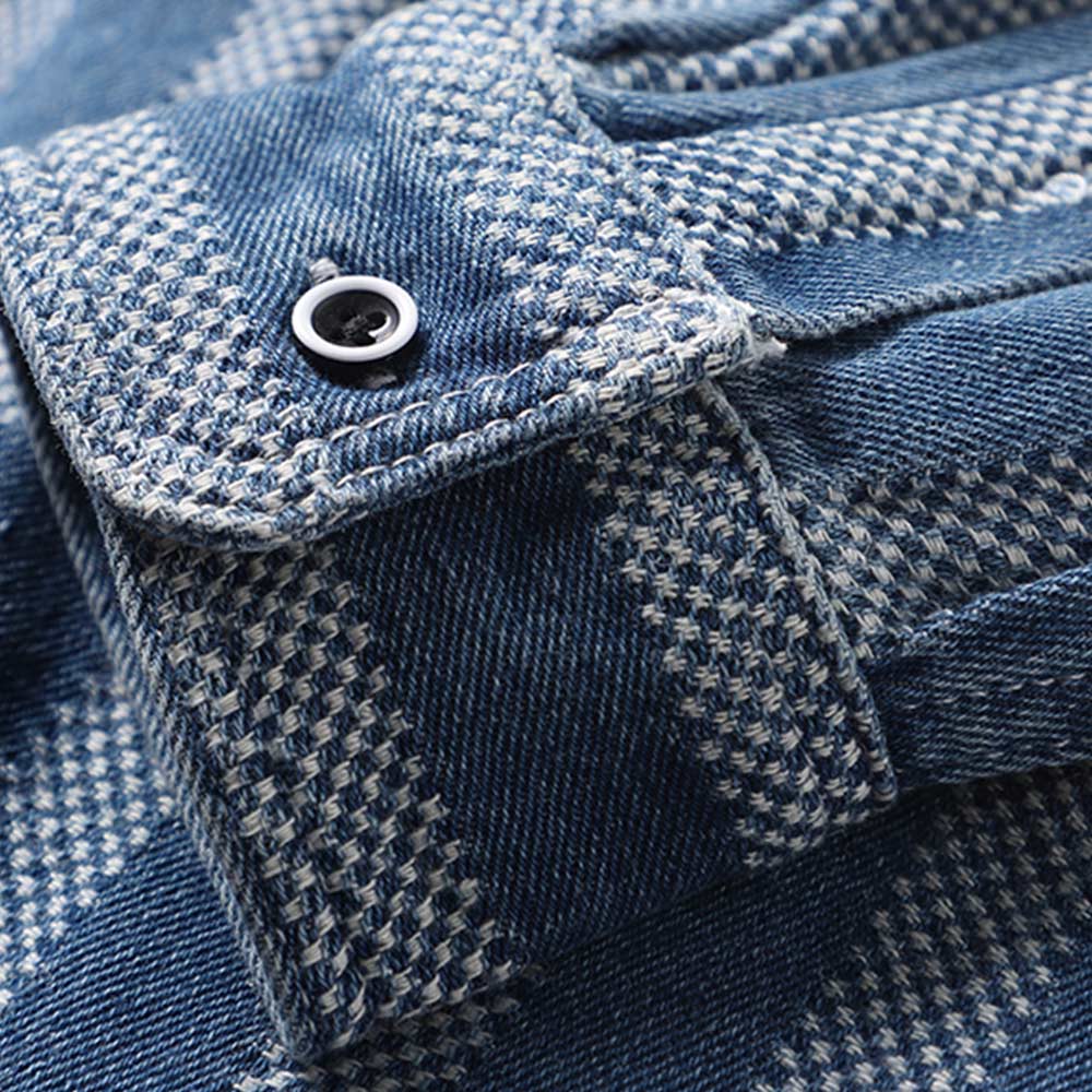 ストライプ柄　ヘビーウェイトウォッシュデニムシャツ