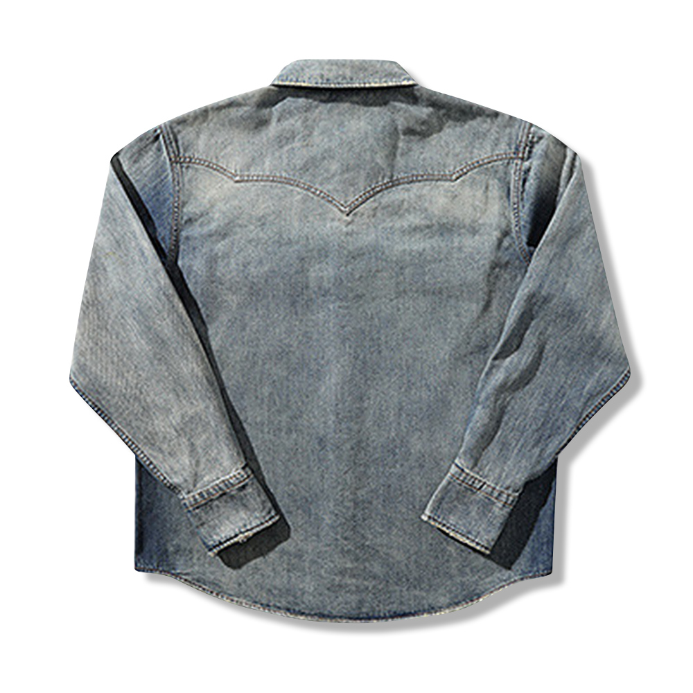 アメカジ　ウエスタン風ウォッシュデニムシャツ
