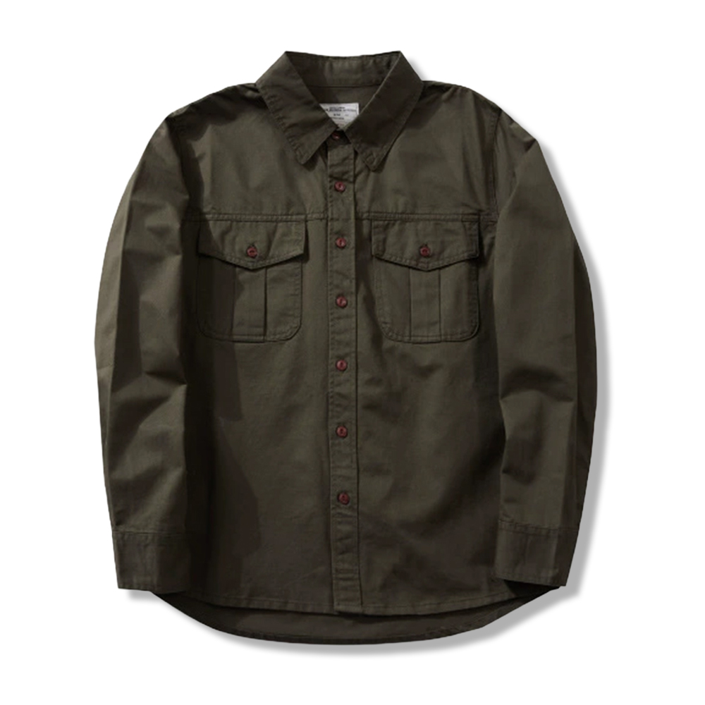 アメリカンレトロ風　無地ツイルワークシャツ