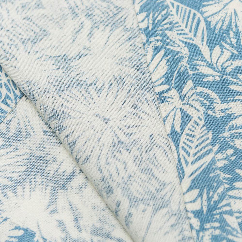 ハンドメイド調植物柄コットンリネンシャツ半袖