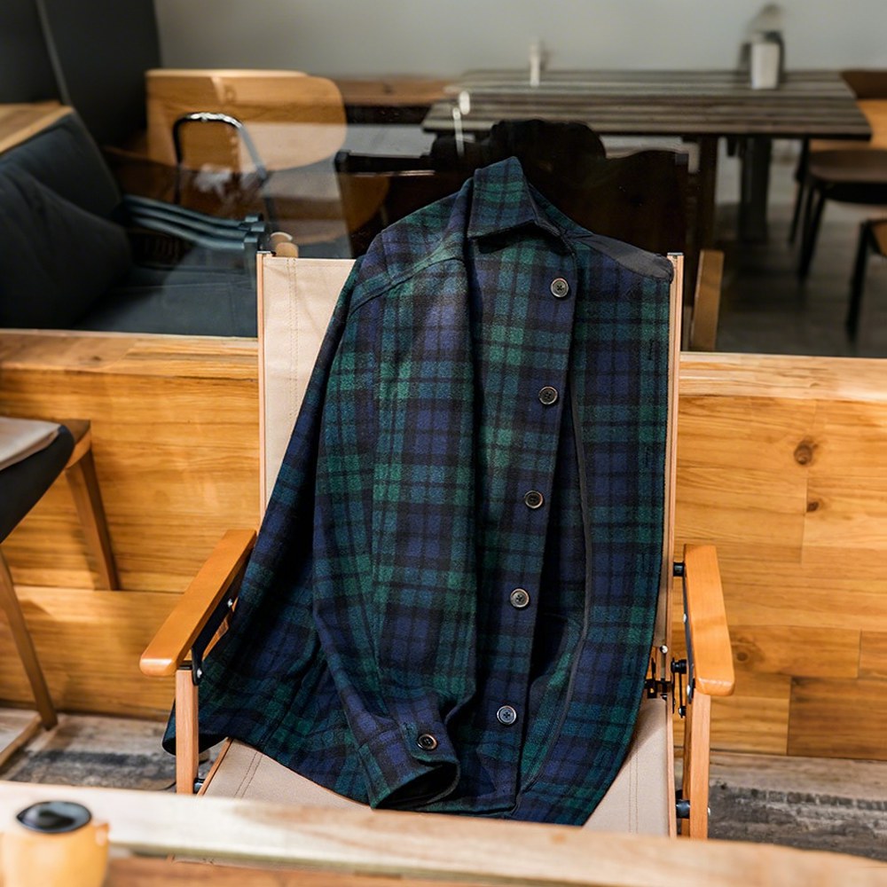 ウール混紡　ブラックウォッチ柄ワークシャツ