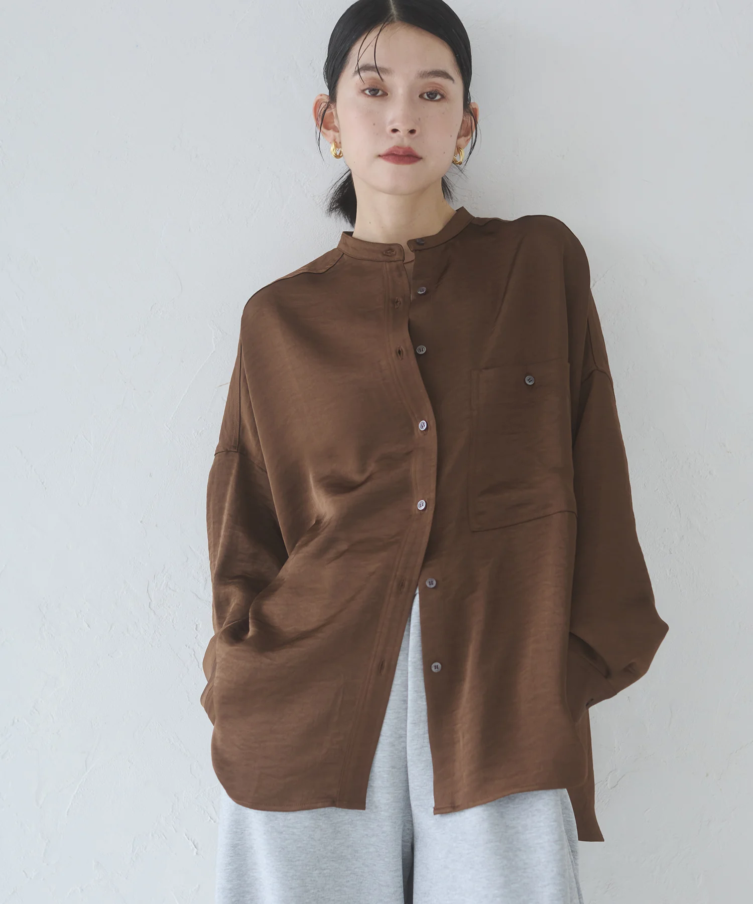マットサテン オーバーシャツ