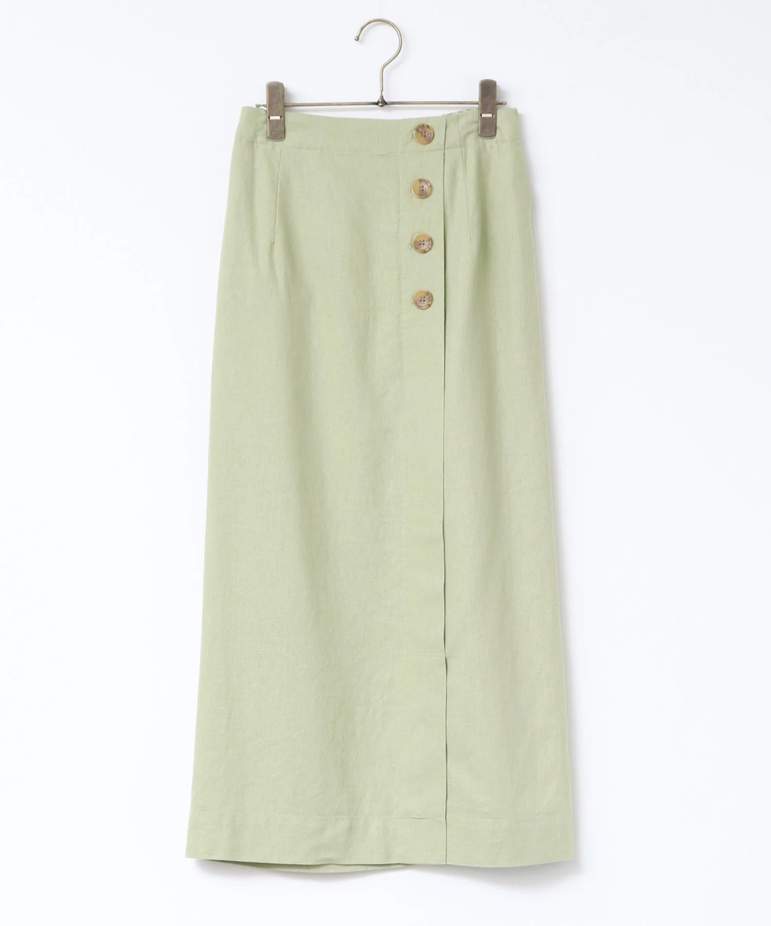 【WEB限定】フレンチリネンブレンド ラップ風タイトスカート
