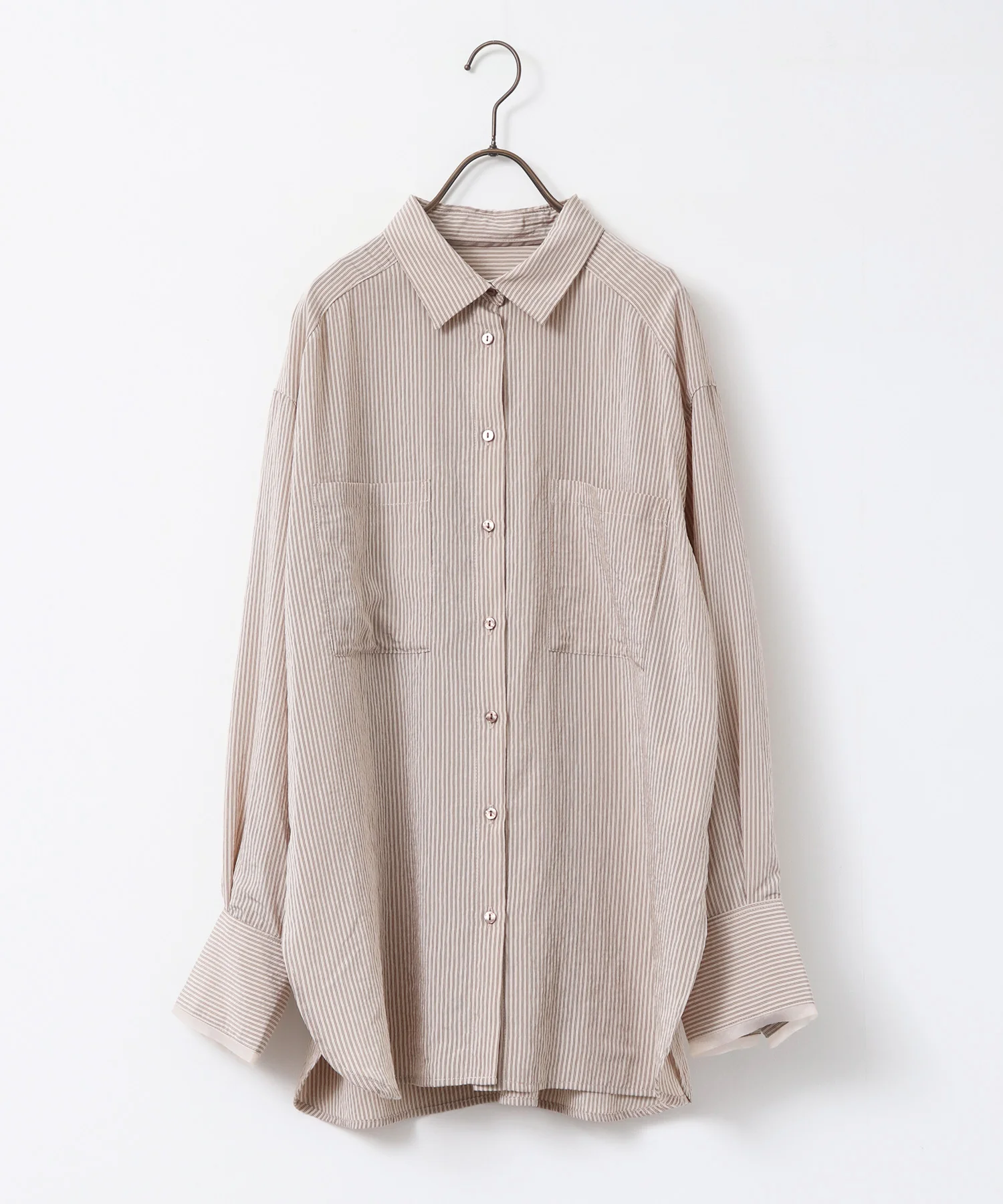 ツヤストライプ オーバーシャツ