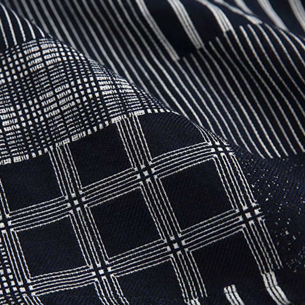 モノクロチェック切り替えプリント　 長袖シャツ