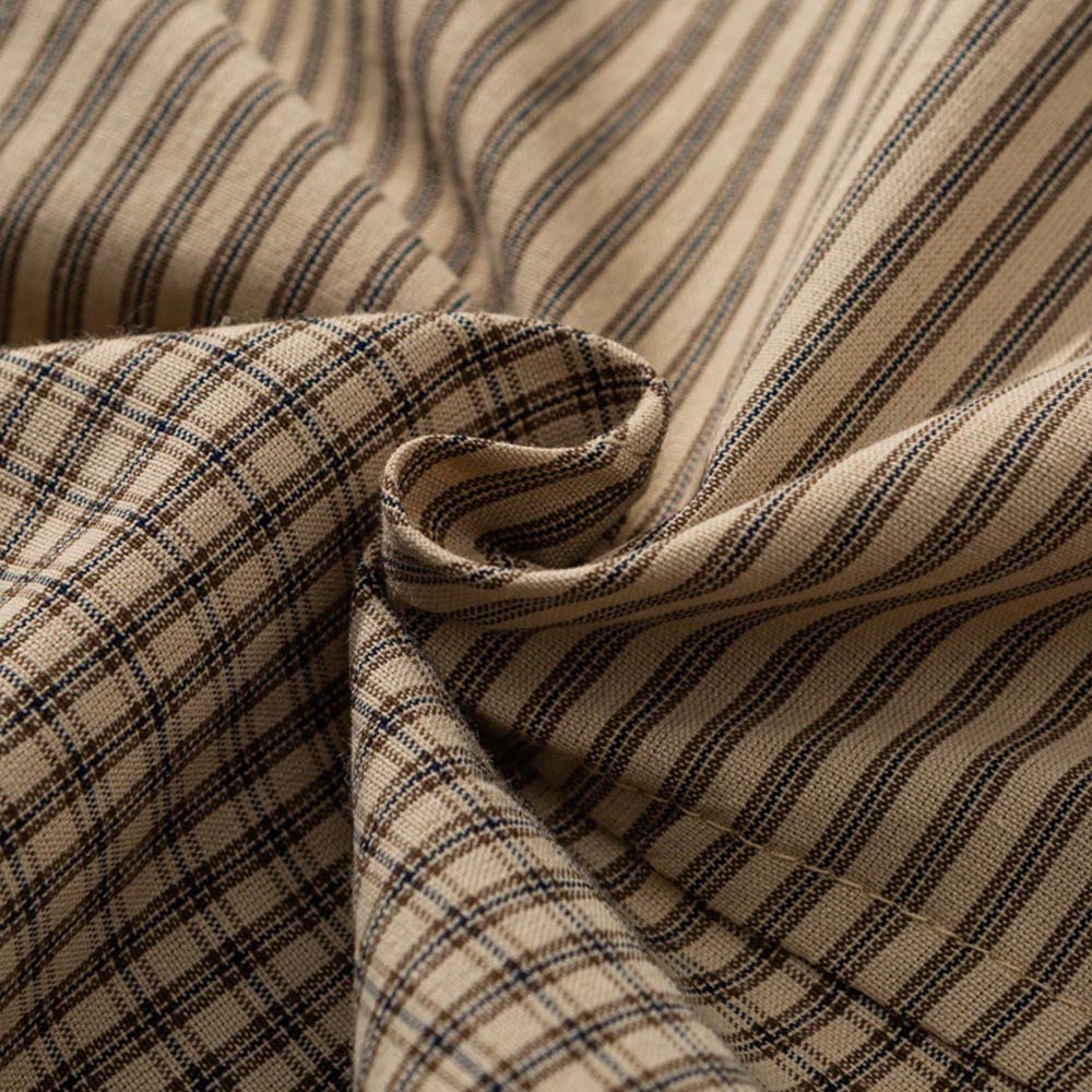 レトロ先染めチェック 　魚マジックテープ長袖シャツ