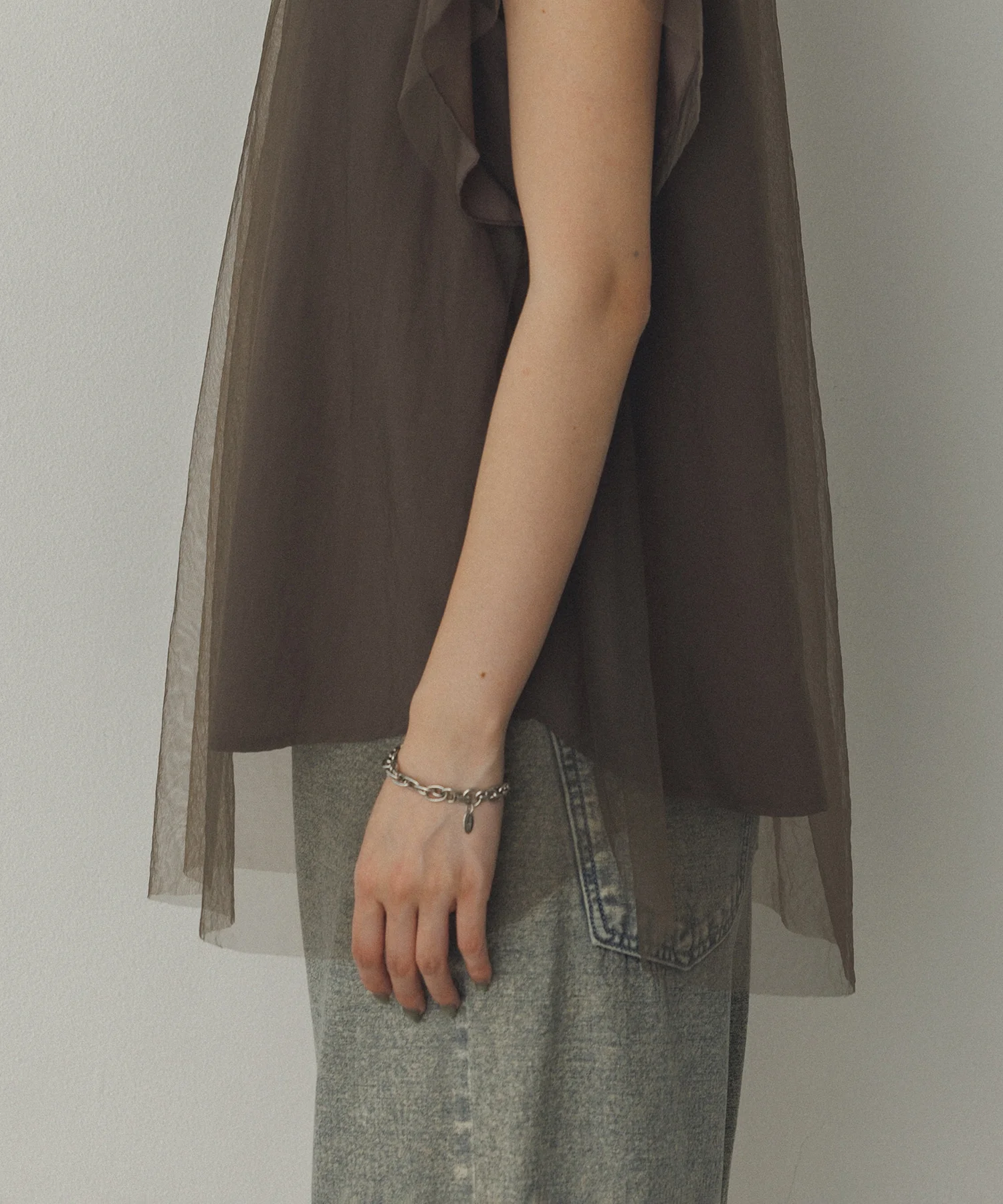 チュール レイヤードブラウス