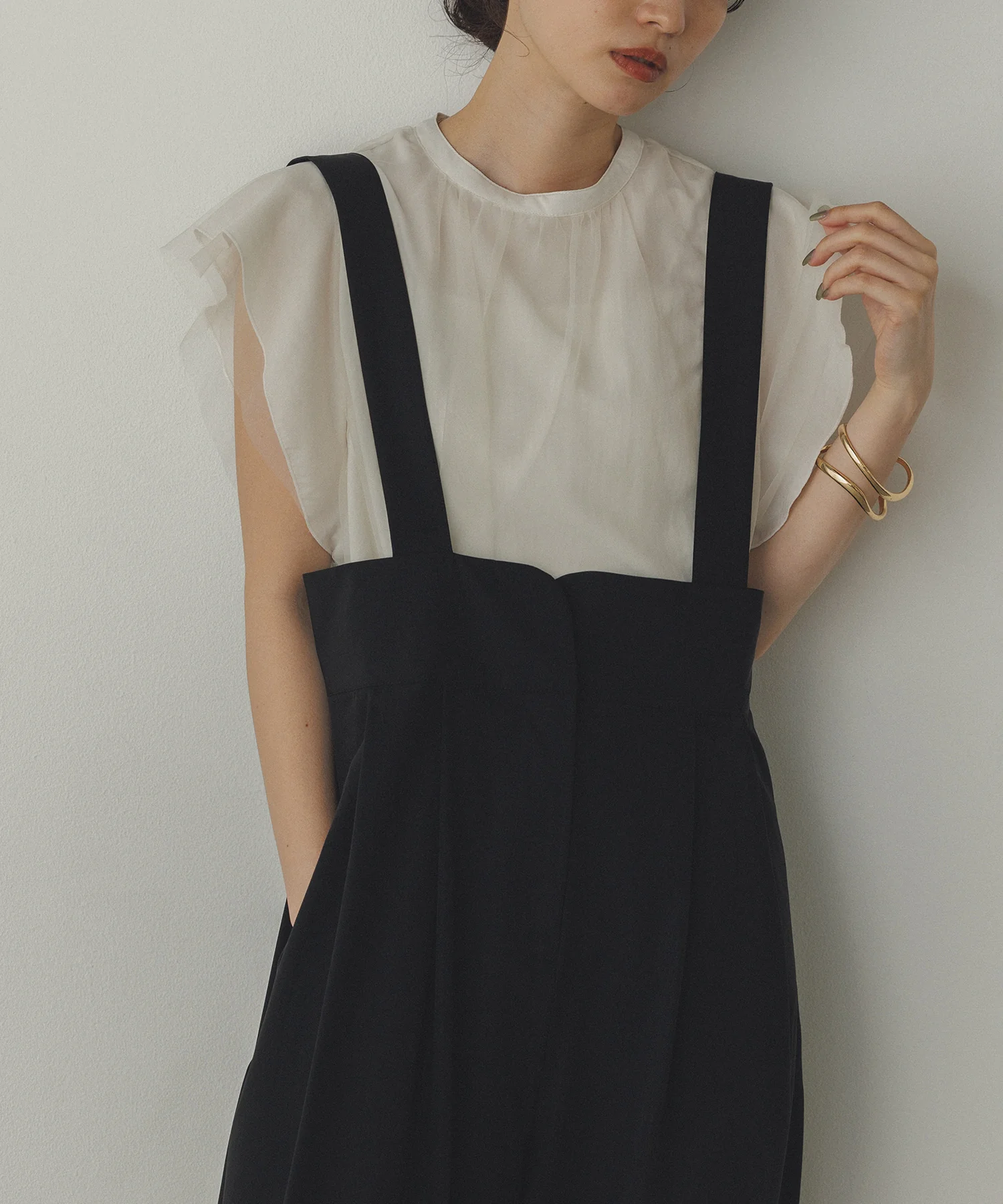 チュール レイヤードブラウス