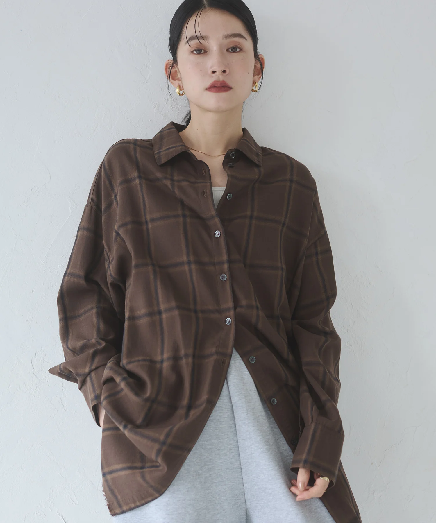 オンブレチェック オーバーシャツ