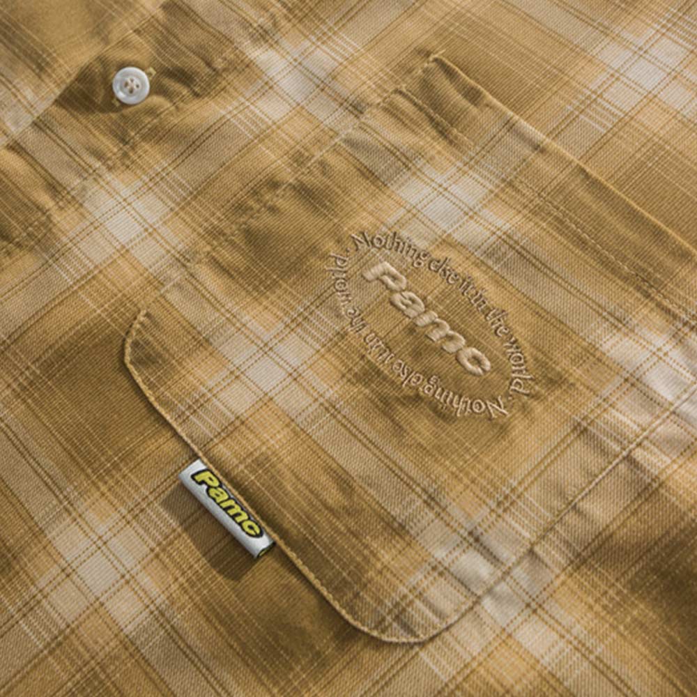 アメリカン無地チェック　 コーデュロイ刺繍シャツ