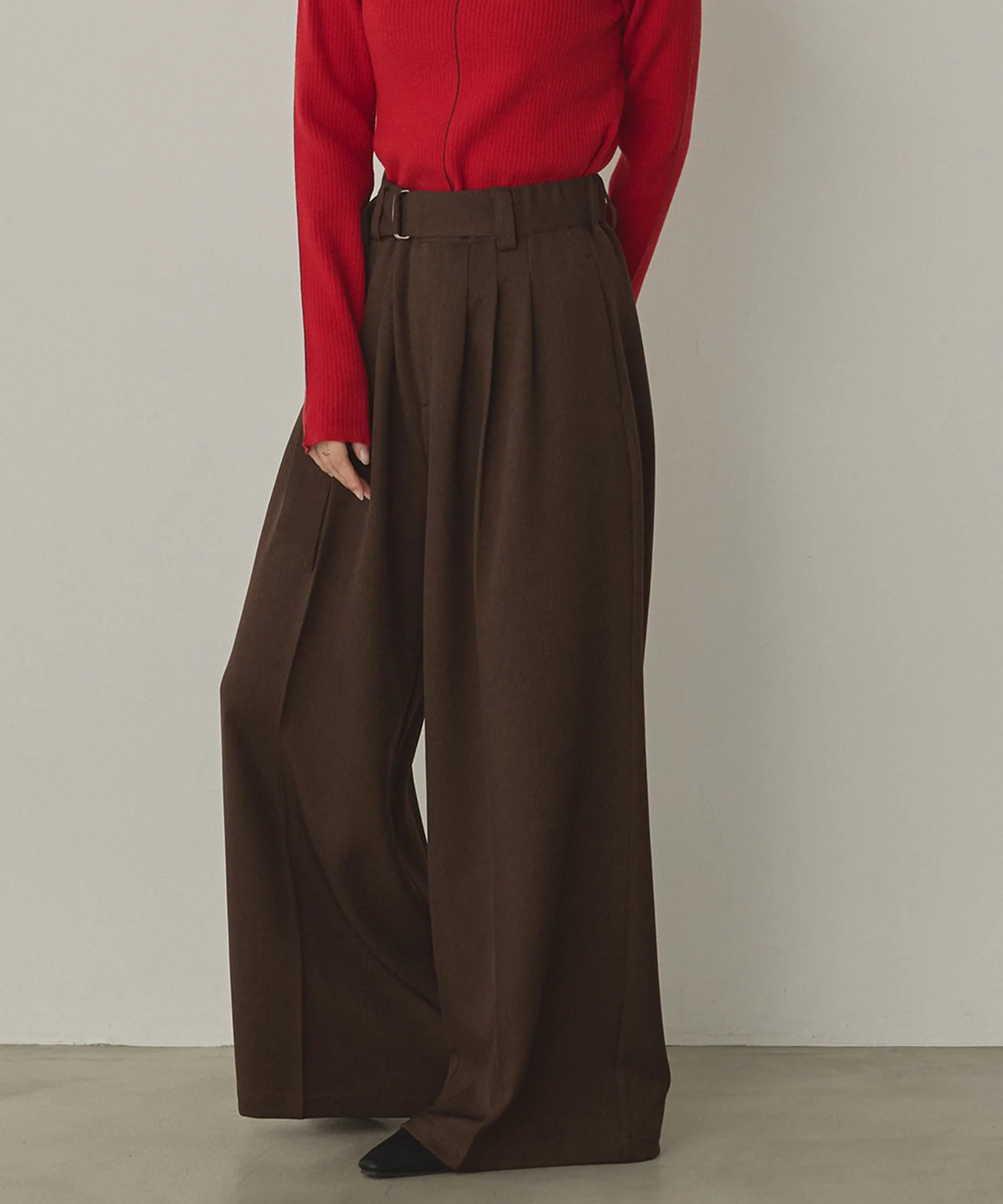 ツイルストライプ タックワイドパンツ