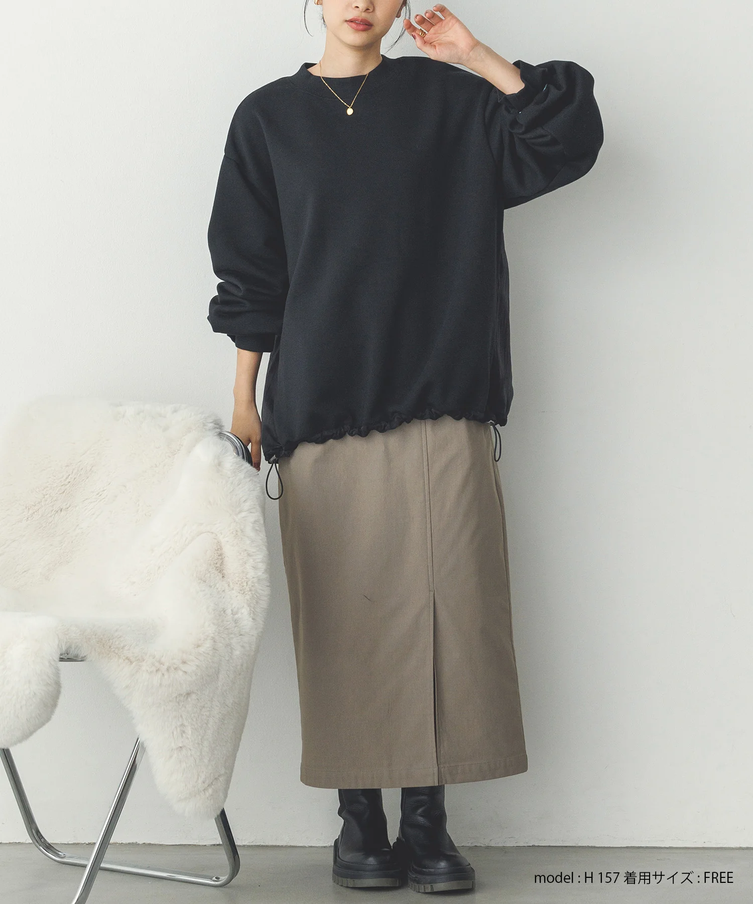 バックシアー 裏起毛バルーンスウェット