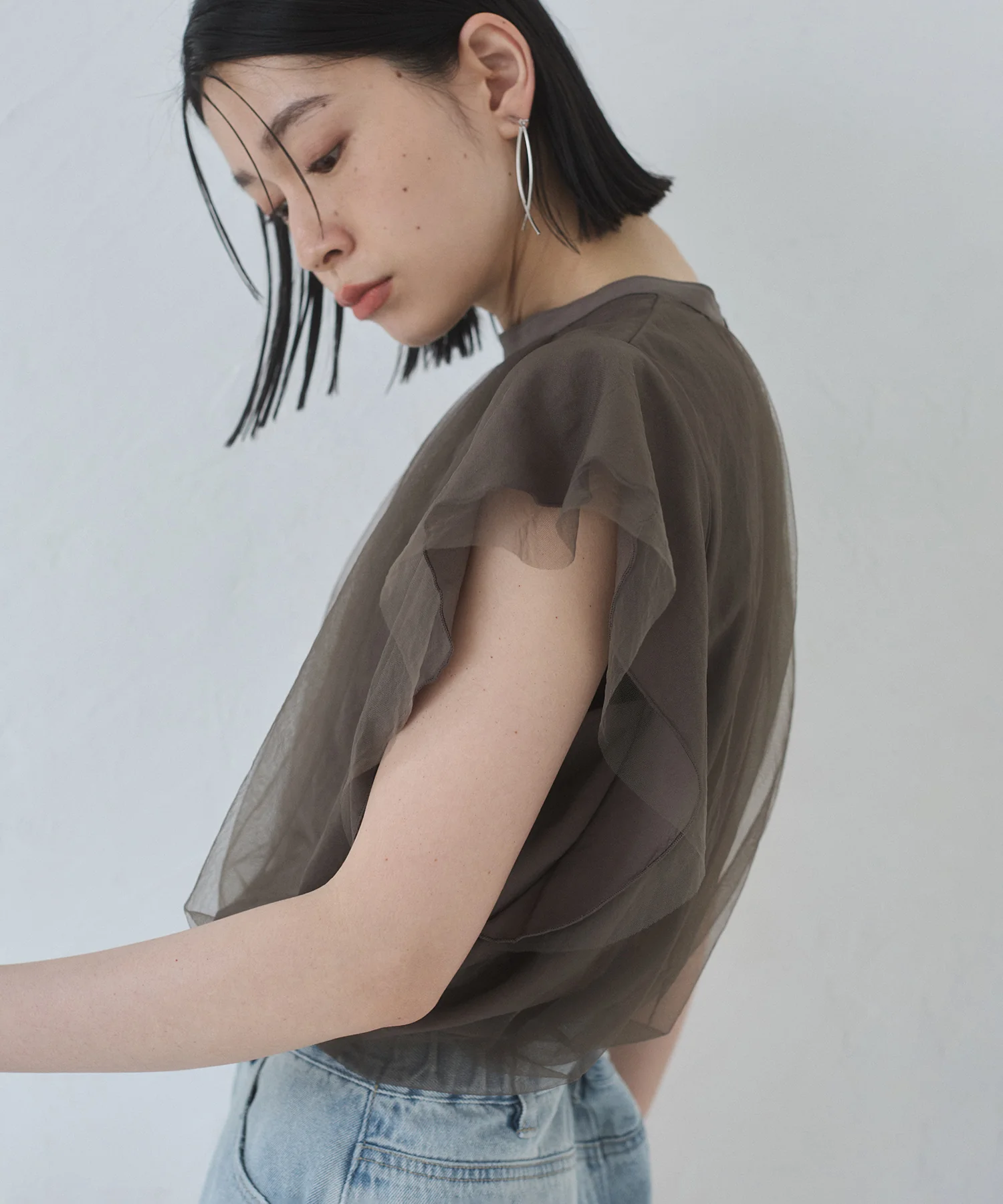 チュール レイヤードブラウス