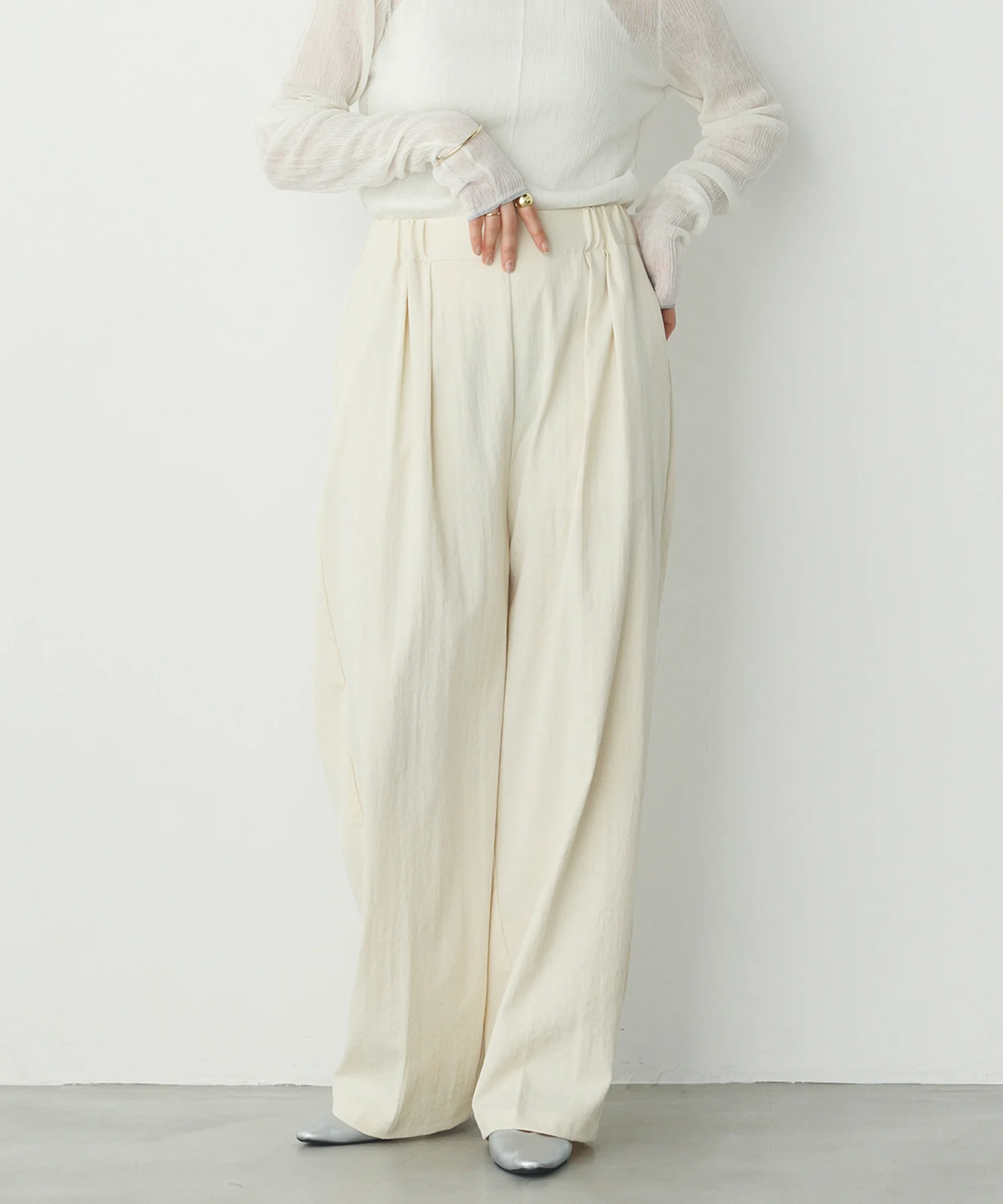 コットンライク気流染め イージーストレートパンツ