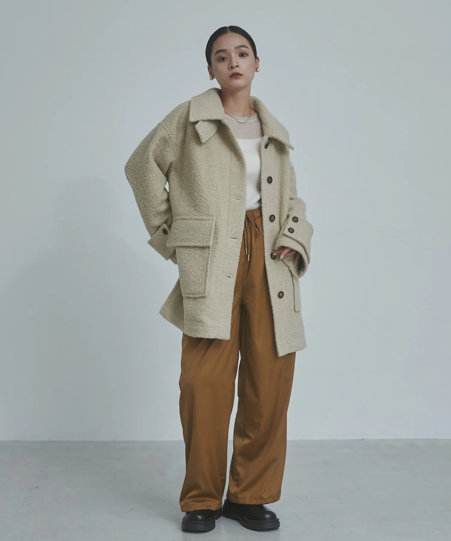 ブークレ ミドルシャツコート