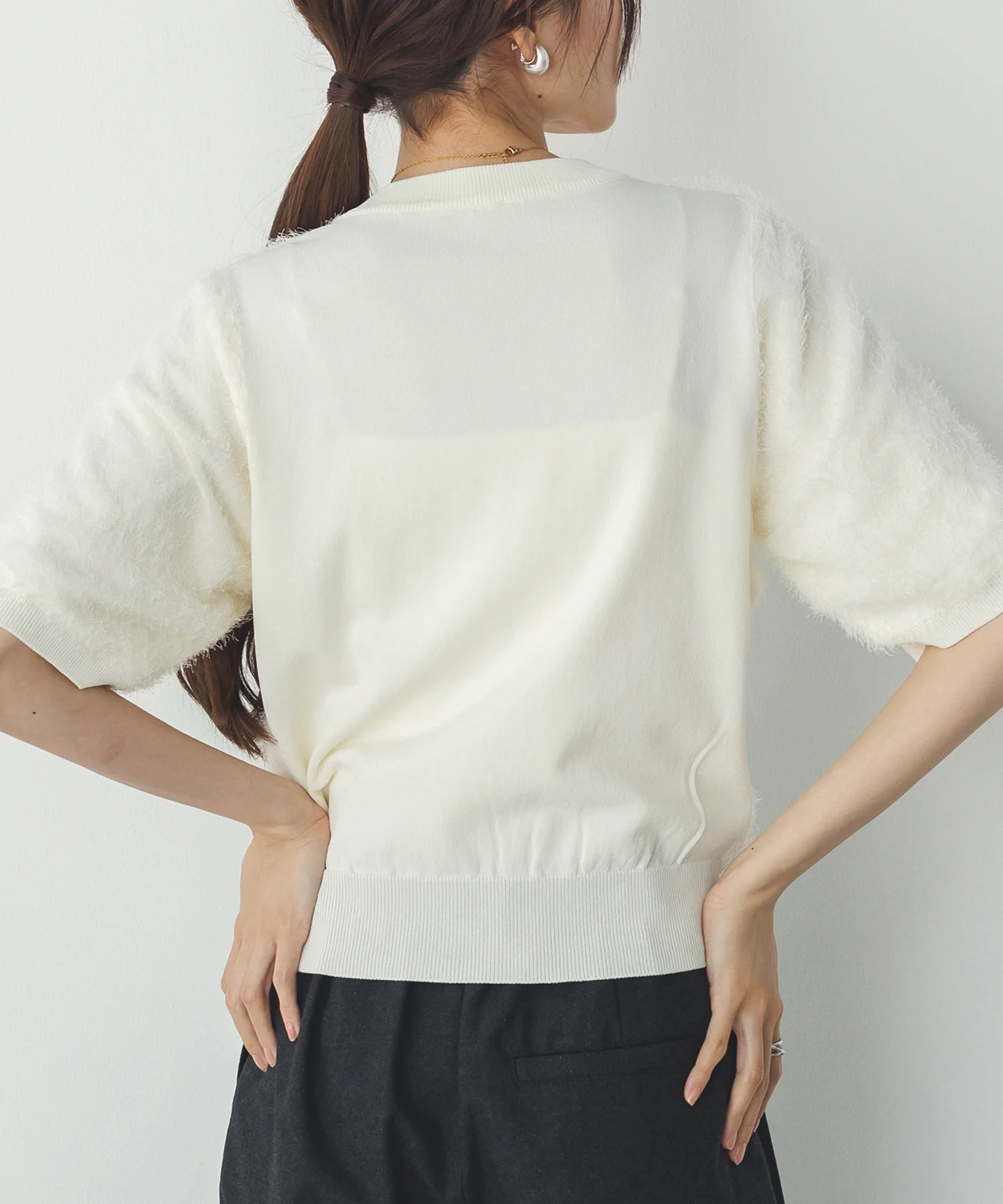 シアージャガード ハーフスリーブニット