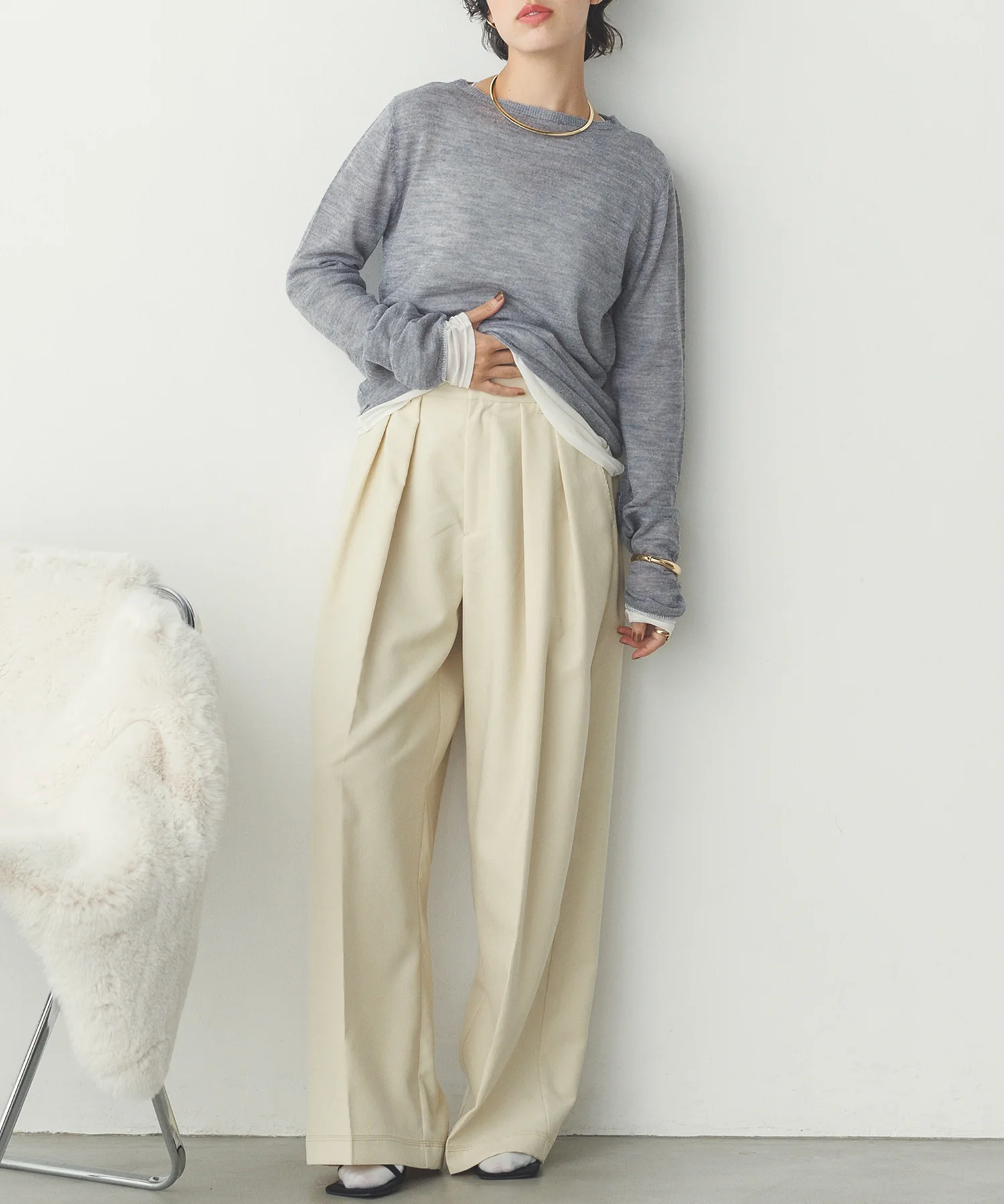 細コール 2タックパンツ