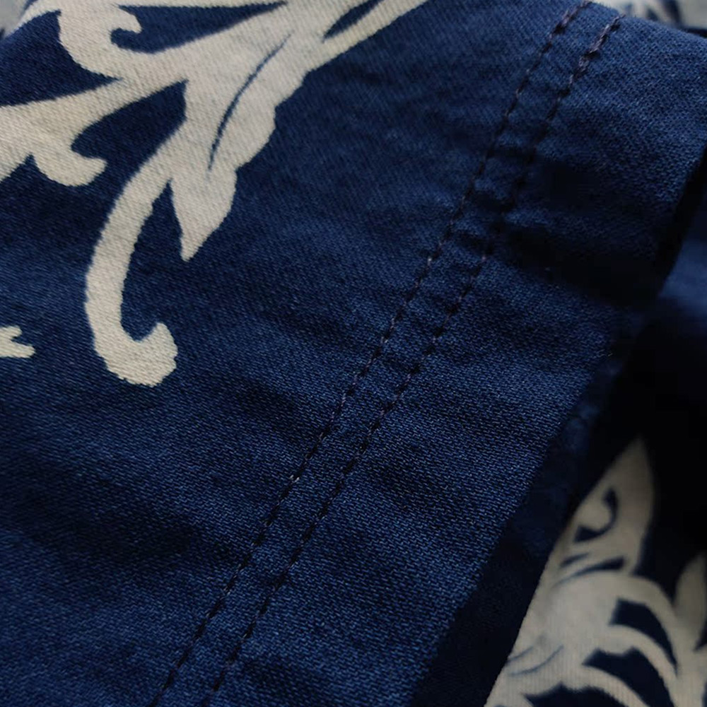 藍抜染トンボ柄コットン半袖Ｔシャツ