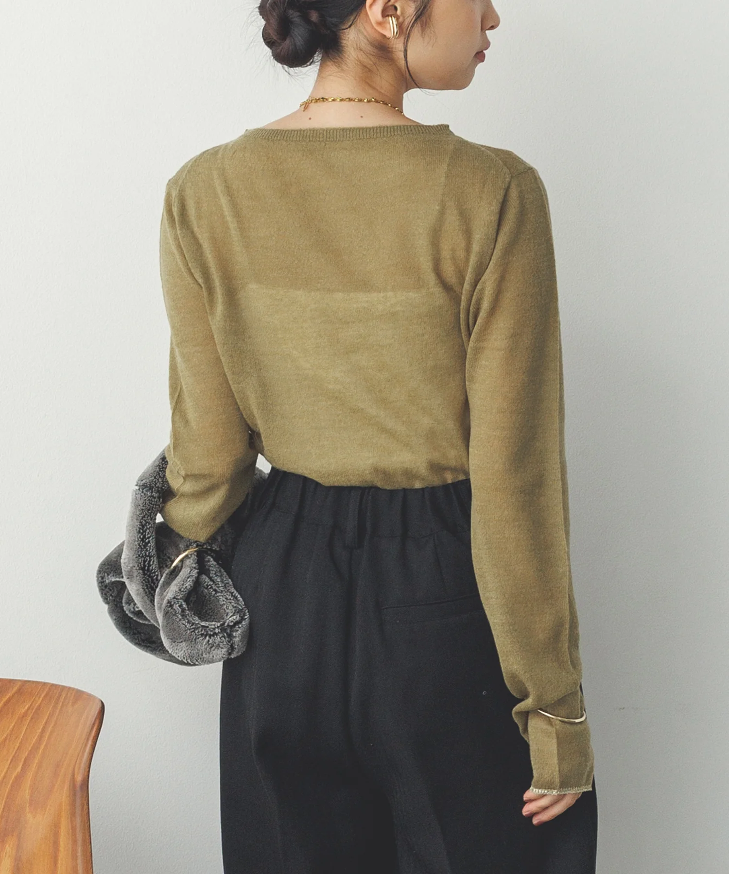 【WEB限定/別注】ラメライン入り ウールミックスシアーニット