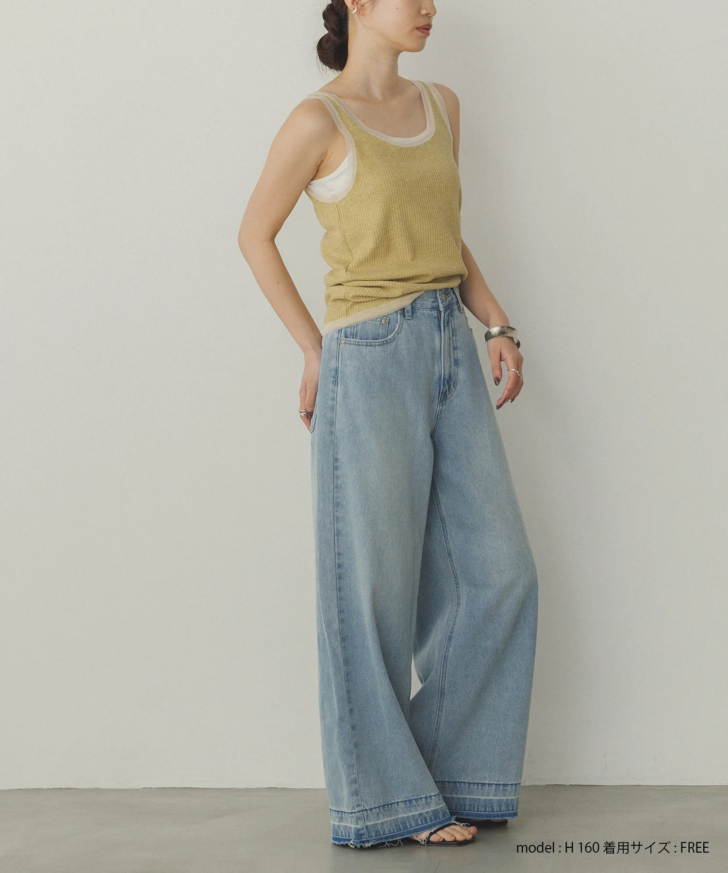 前後2WAY リブチュールタンクトップ