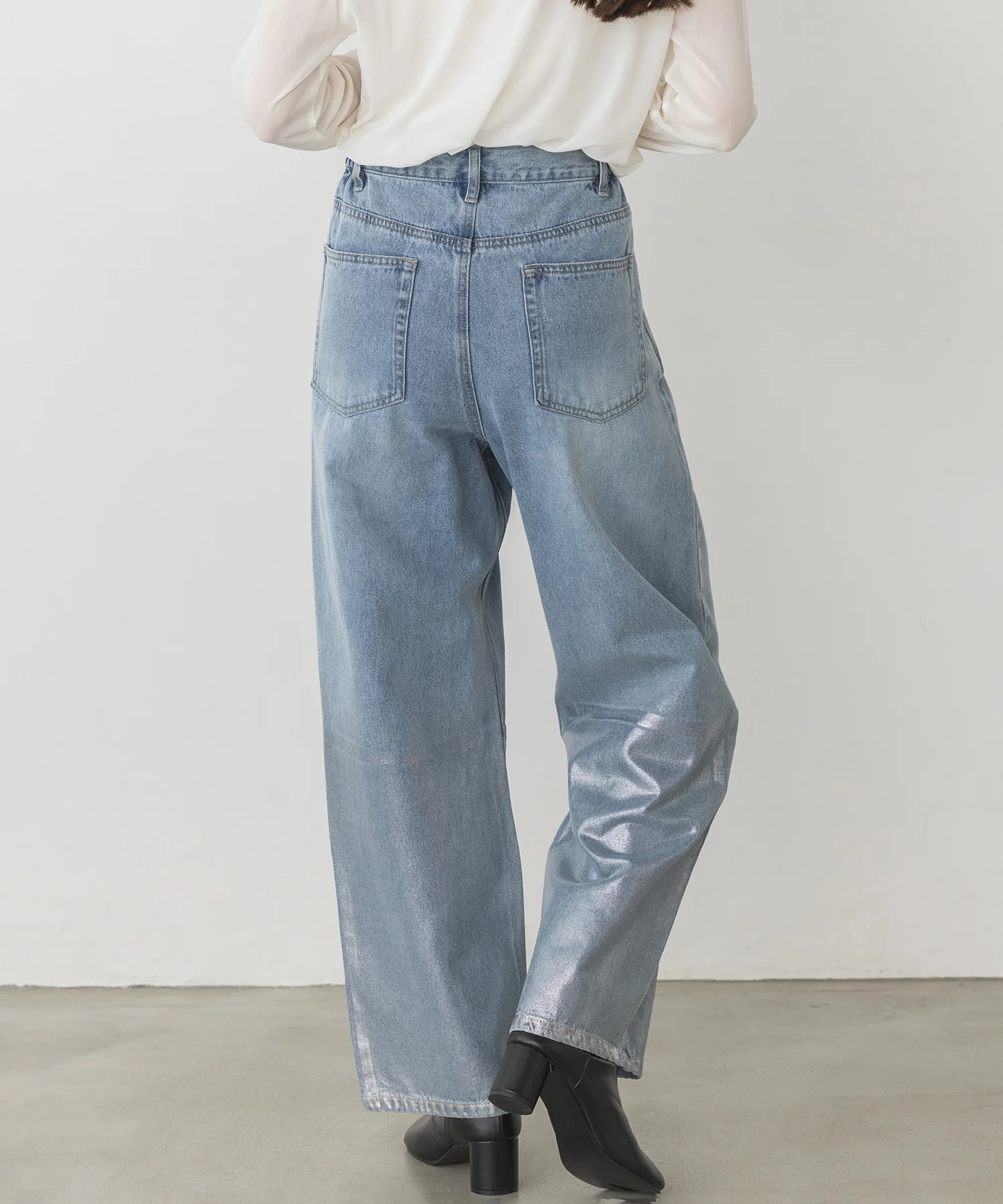 箔プリントルーズデニムパンツ