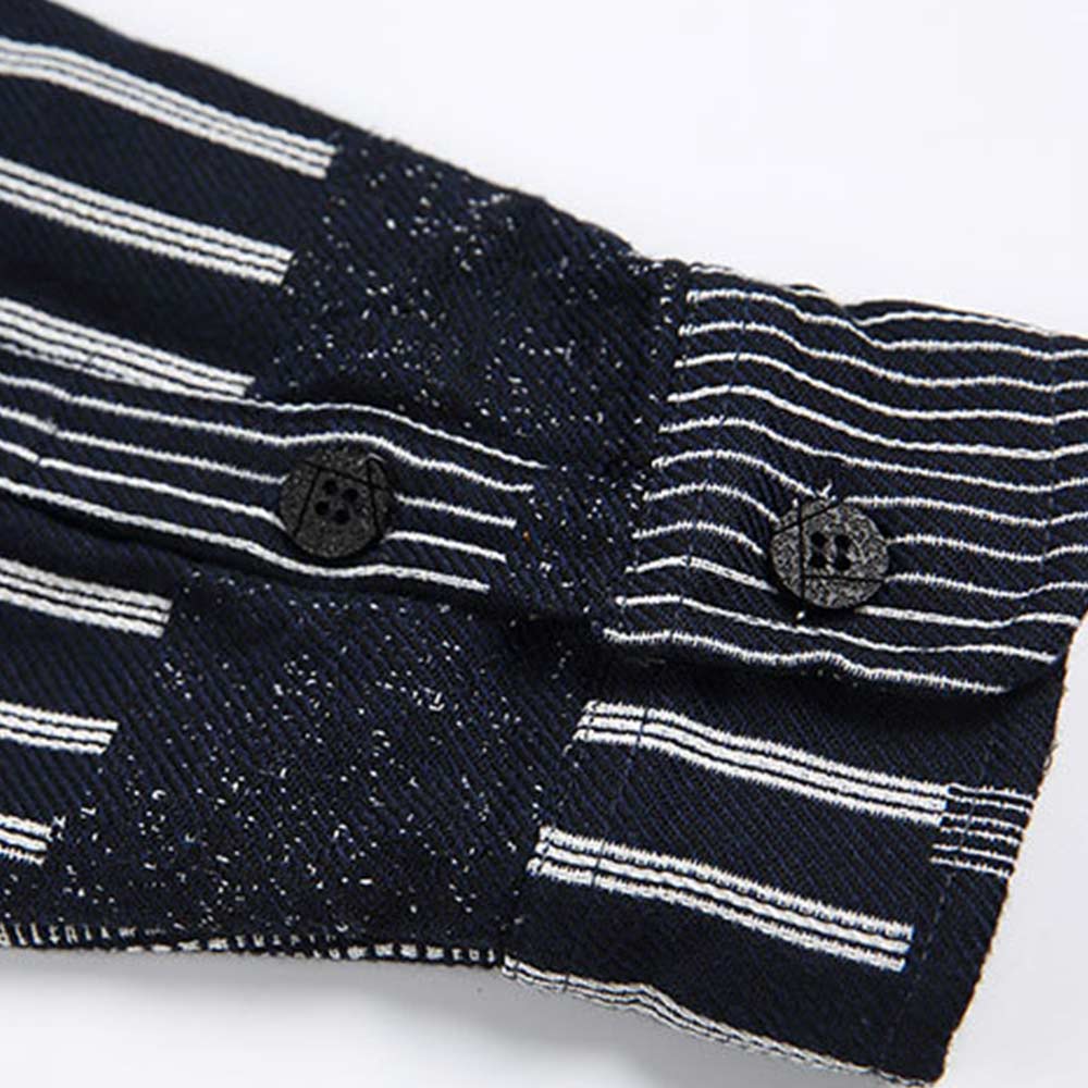 モノクロチェック切り替えプリント　 長袖シャツ