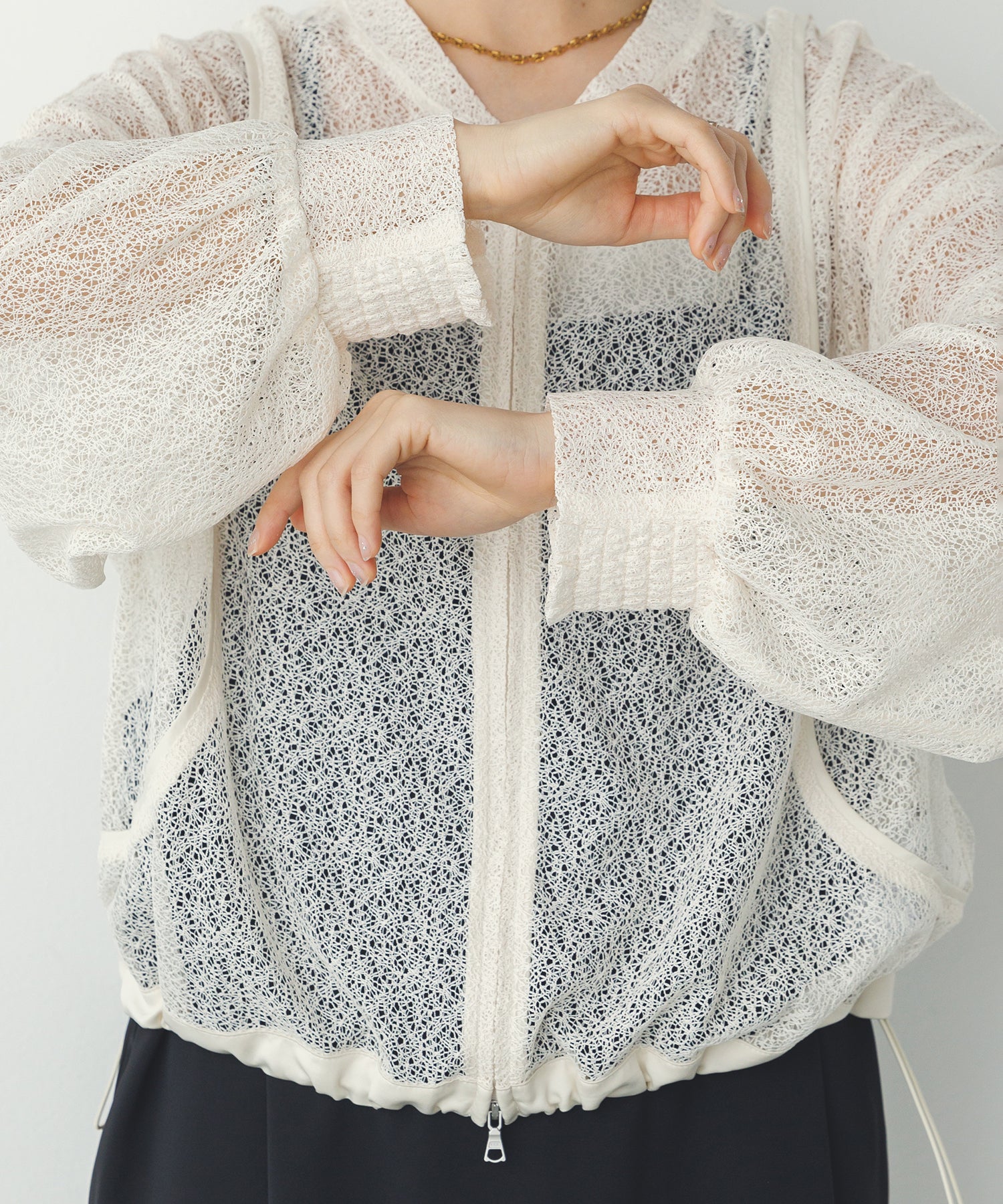 ダブルジップレースブルゾン