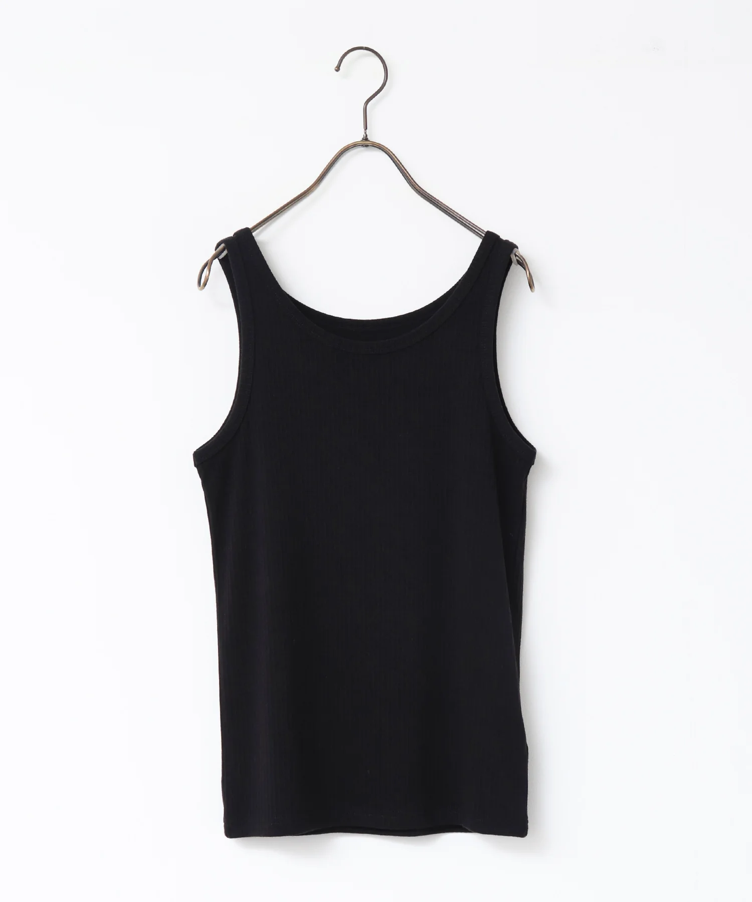 チュールレイヤード リブタンクトップ