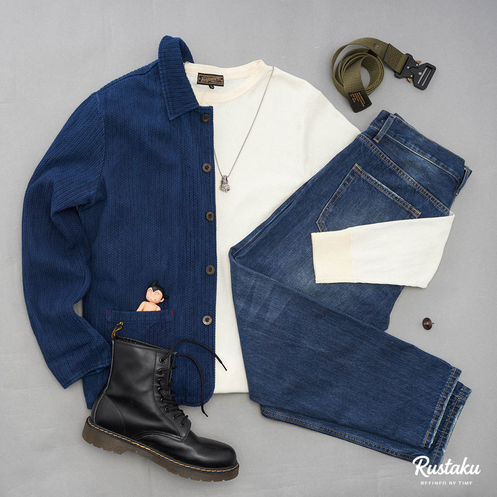 ヴィンテージ加工セルビッチデニム九分丈