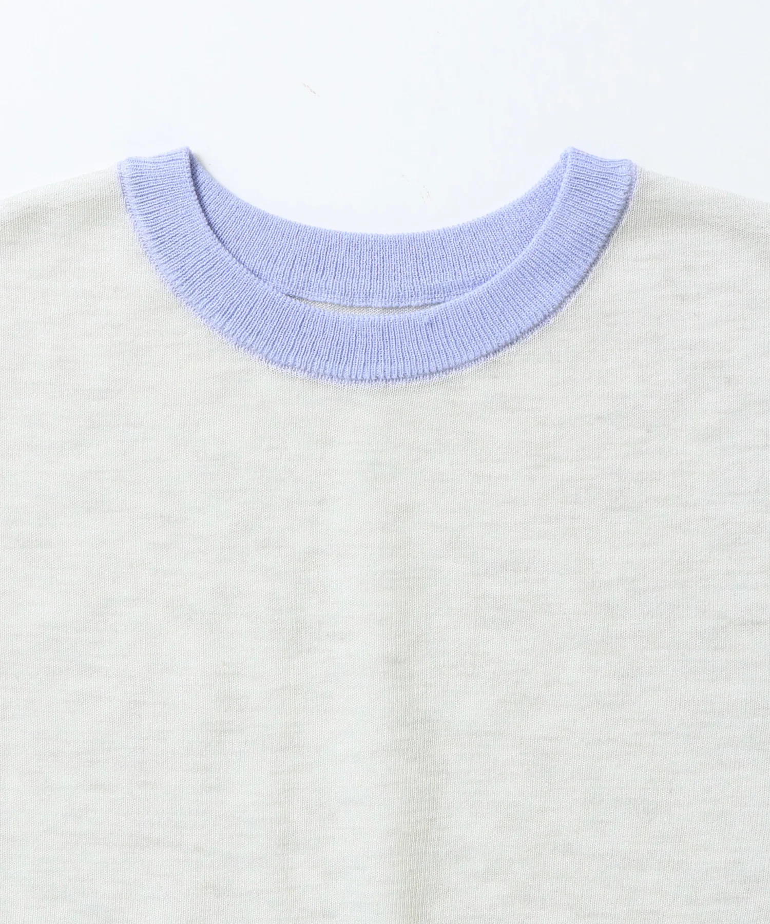 バイカラー シアー半袖ニット