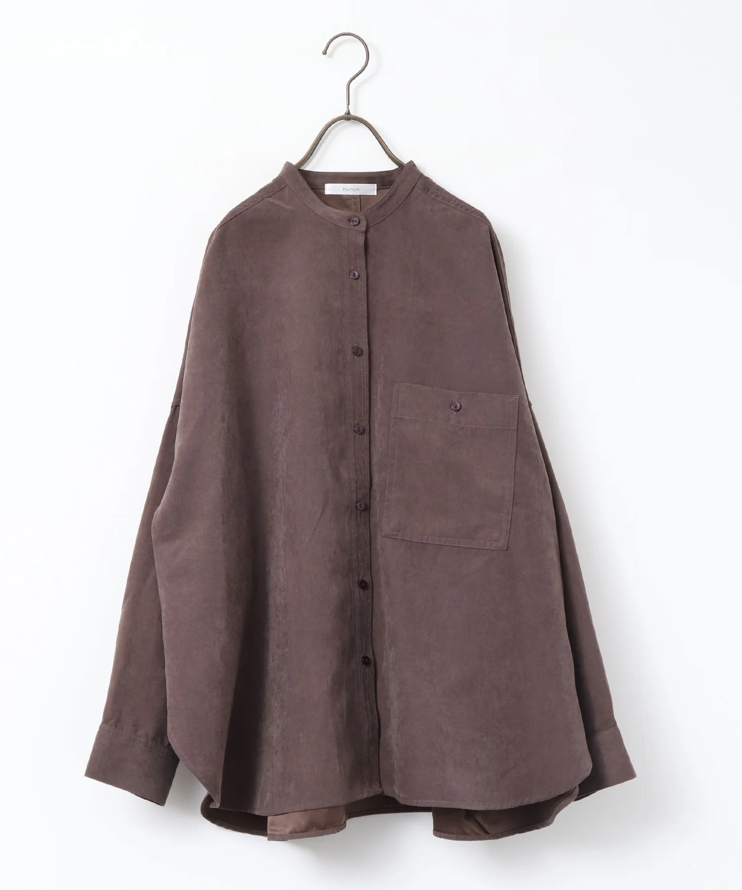 【WEB限定/別注】スウェードライク バンドカラーオーバーサイズシャツ