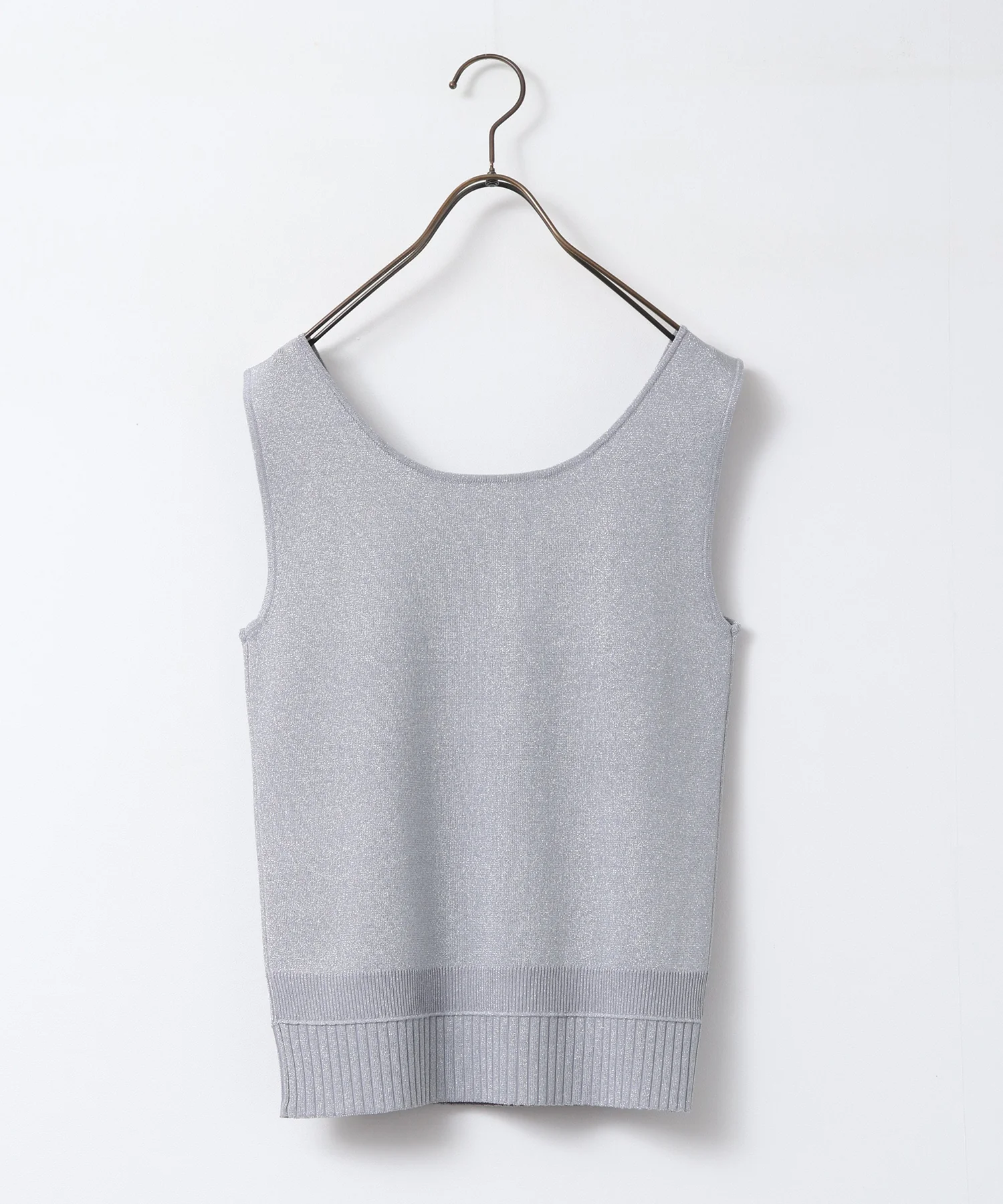 前後2WAY スクエアラメニット タンクトップ