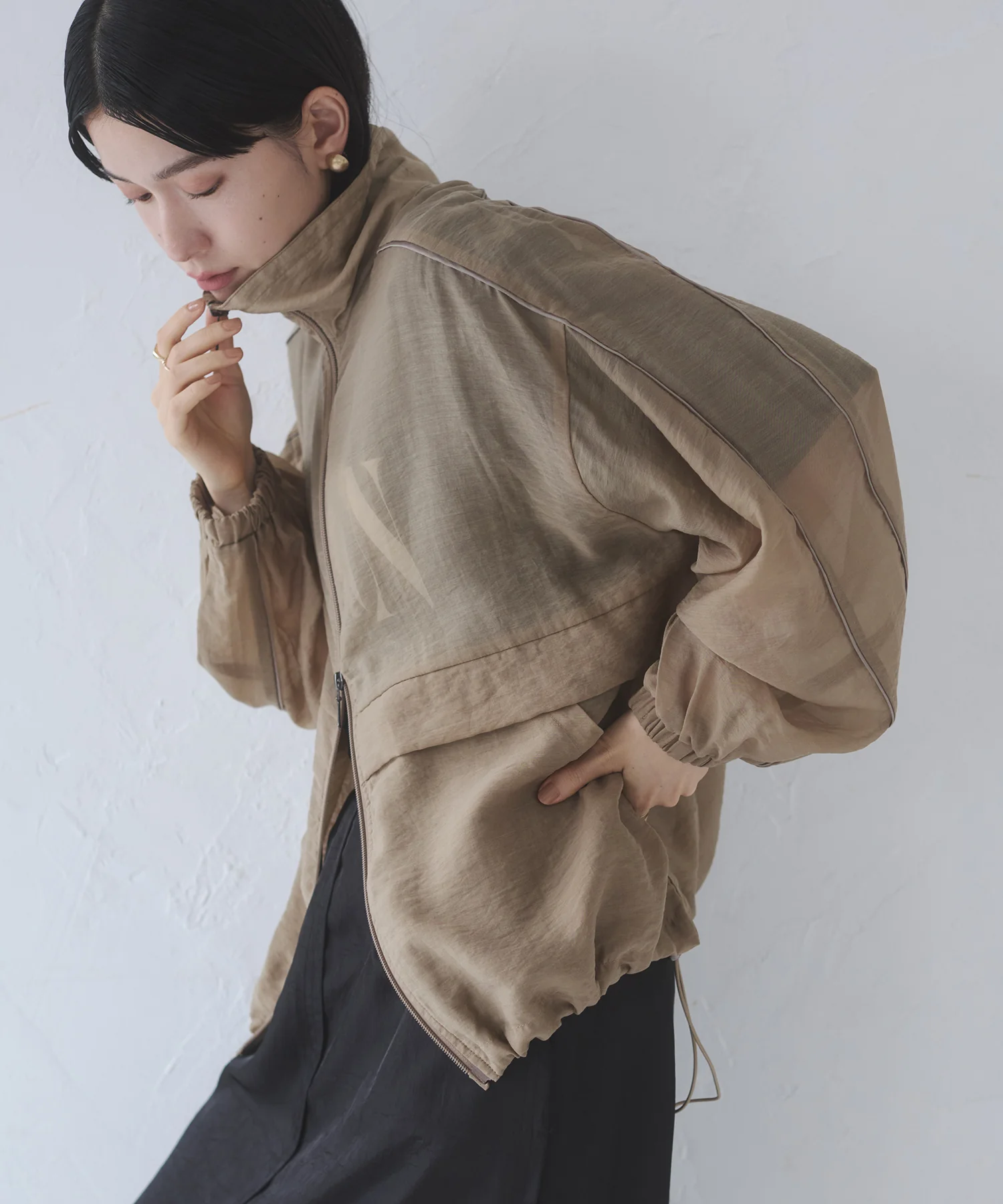 セルロース ナイロンシアー Wジップブルゾン