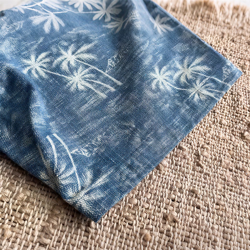 ヤシの木柄デニムベースボールシャツ