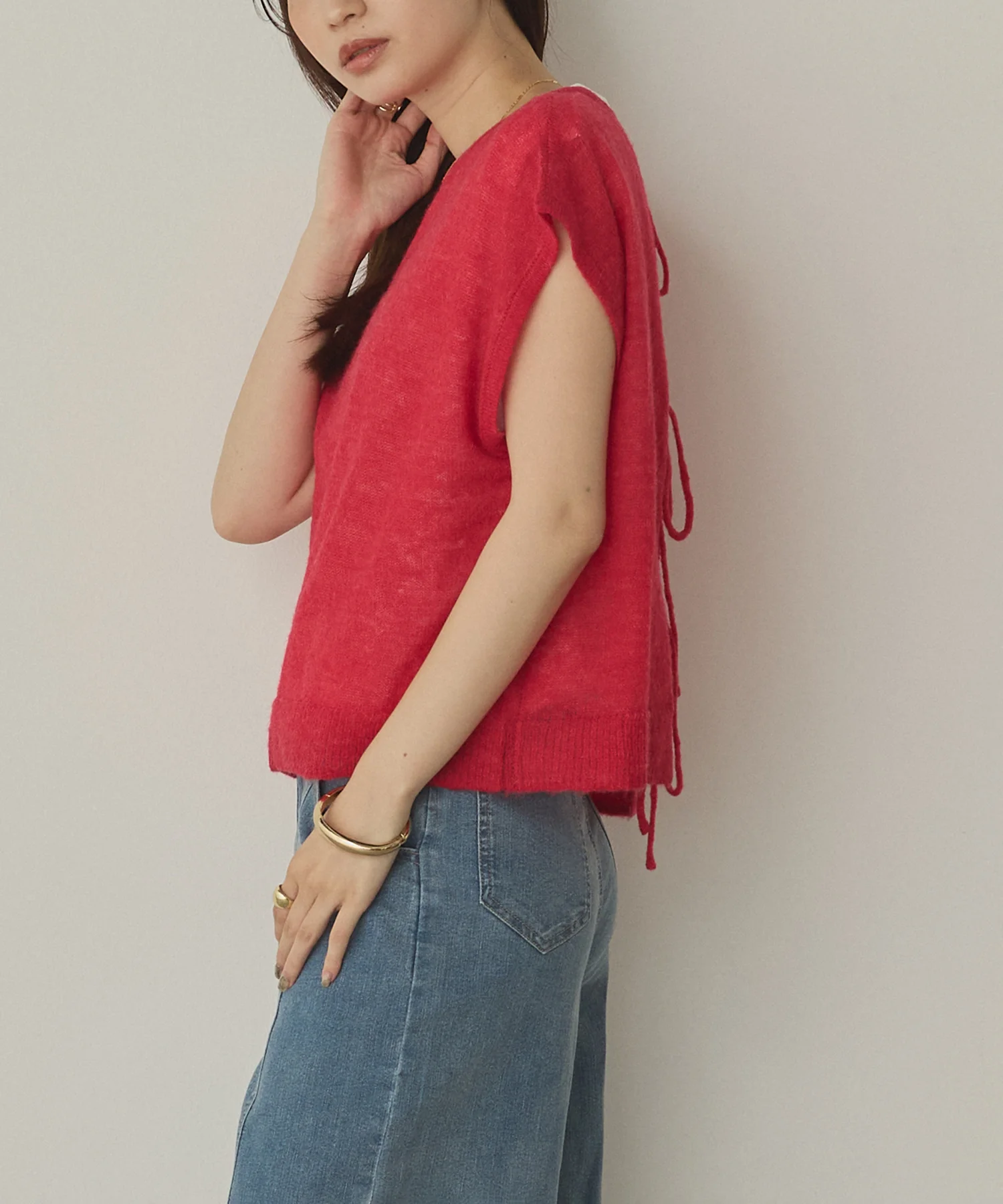 前後2WAY バックリボンシアーニット