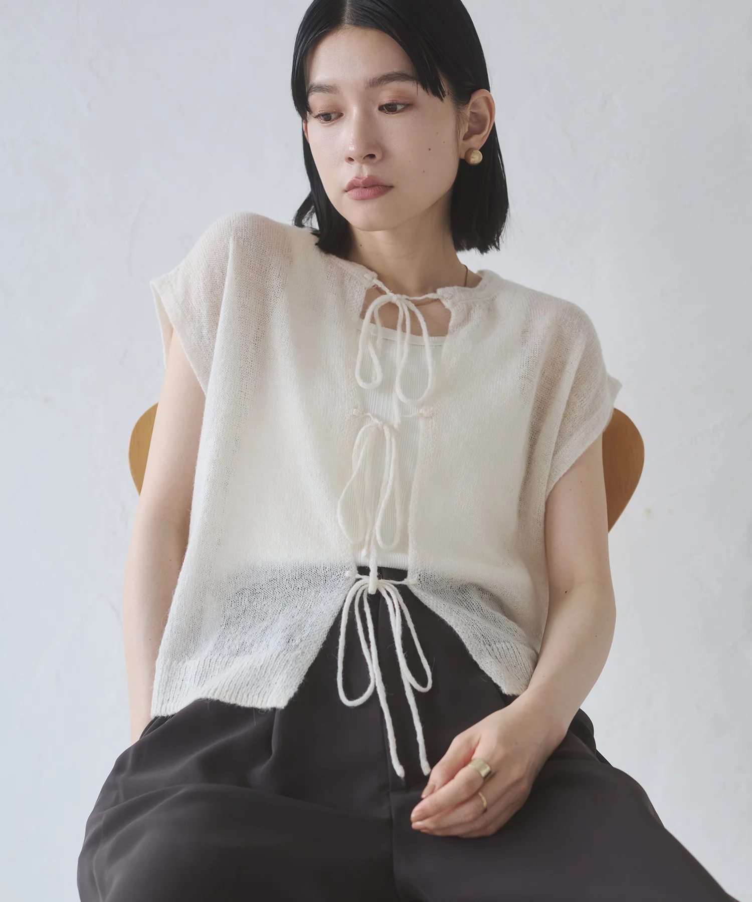 前後2WAY バックリボンシアーニット