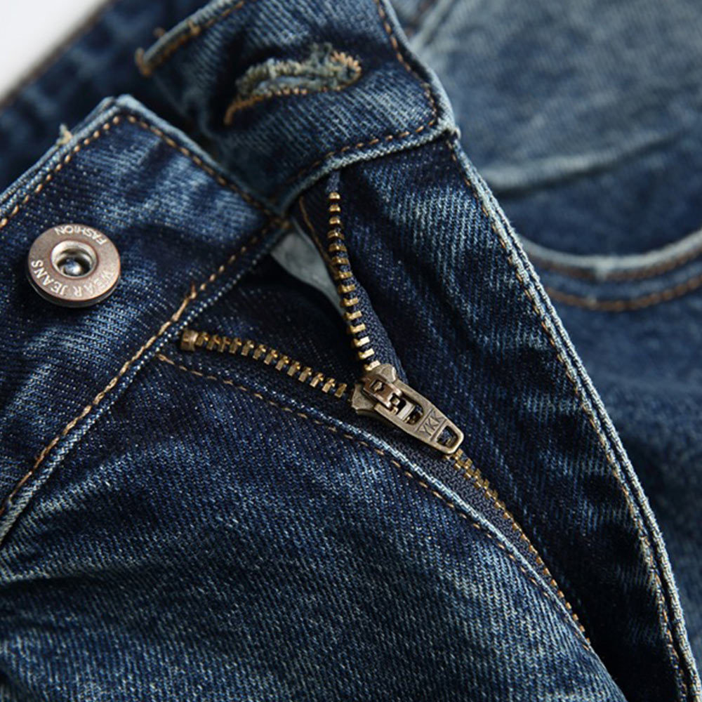 ヘビーウェイト　襤褸風ダメージデニムパンツ