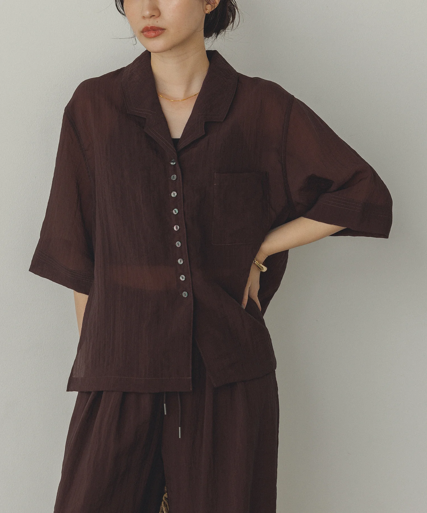 半袖 ツヤシアーシャツ