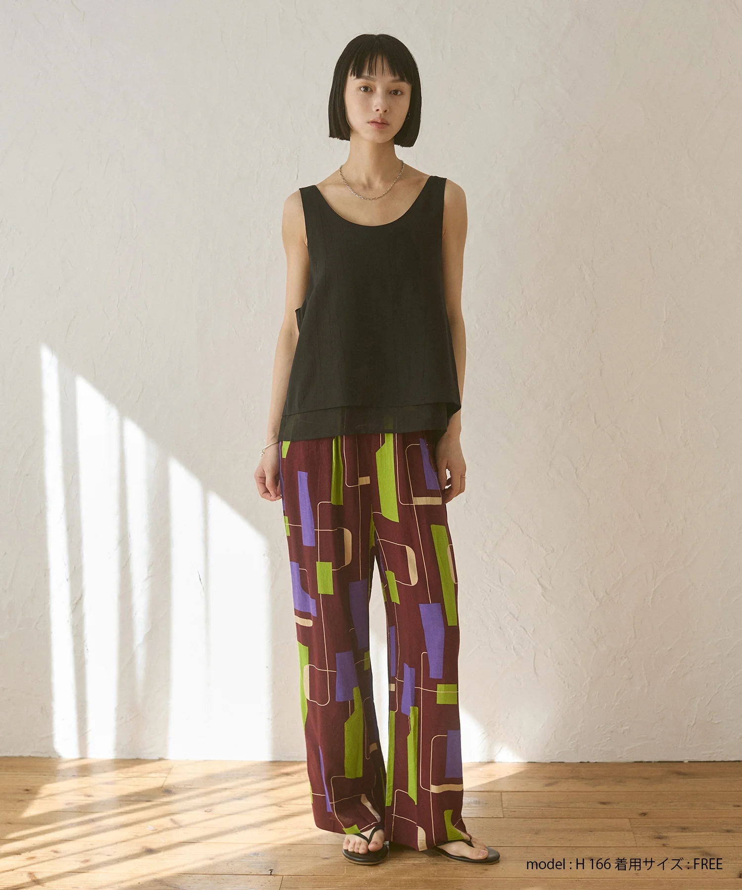 ワッシャーサテン ゆるタンクトップ