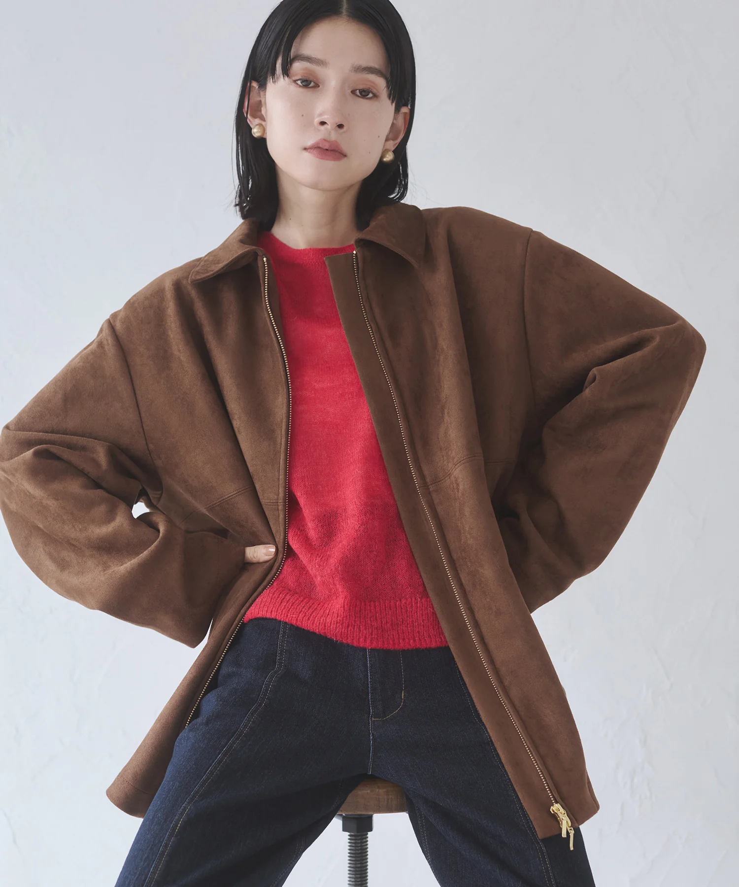 フェイクスウェード Wジップオーバーブルゾン