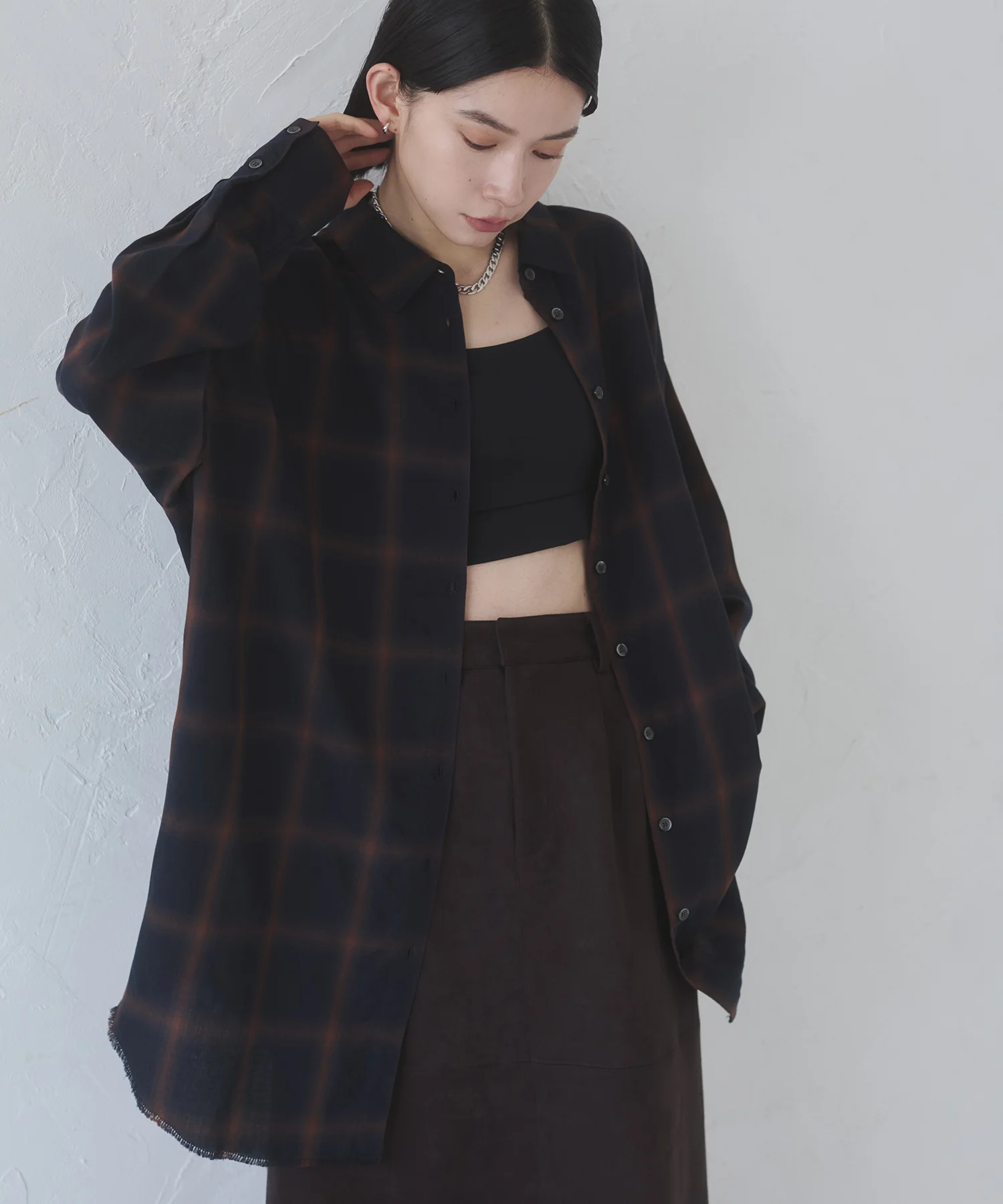 オンブレチェック オーバーシャツ