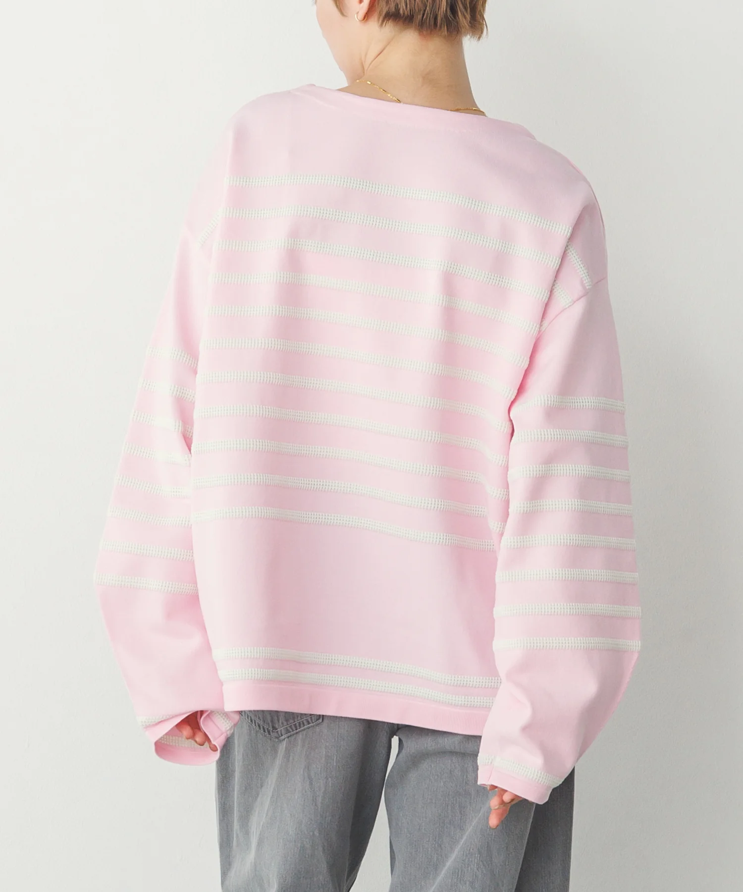 スポンディッシュ 柄編みボーダーニット